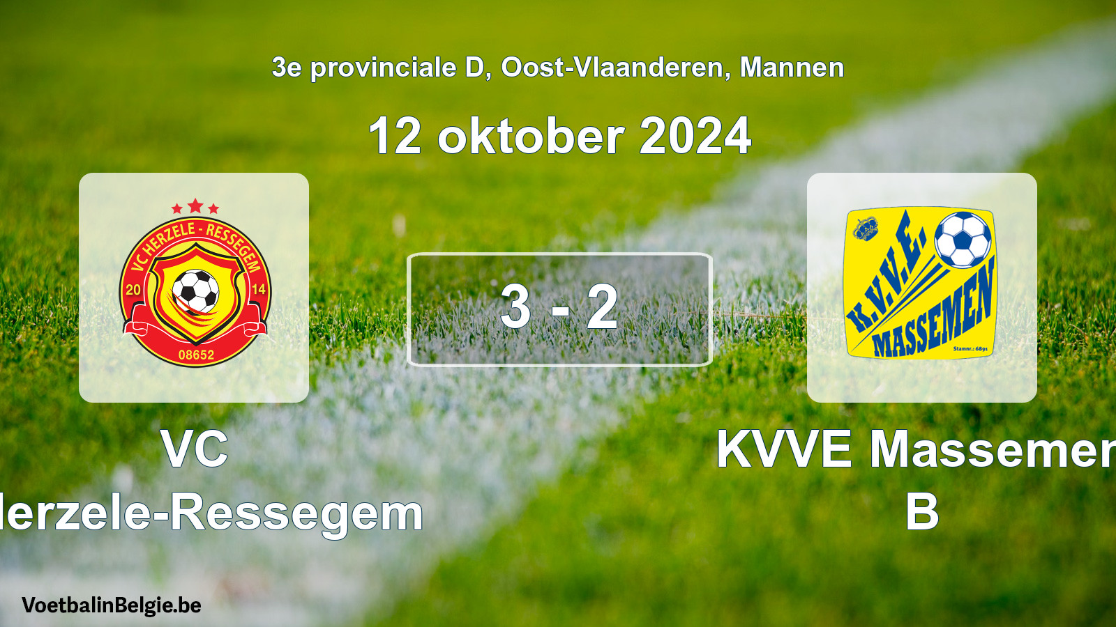 Gespeelde wedstrijd mannenvoetbal: VC Herzele-Ressegem - KVVE Massemen B 3 - 2 (12 oktober 2024)