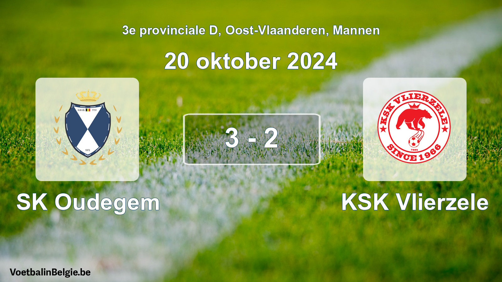 Gespeelde wedstrijd mannenvoetbal: SK Oudegem - KSK Vlierzele 3 - 2 (20 oktober 2024)