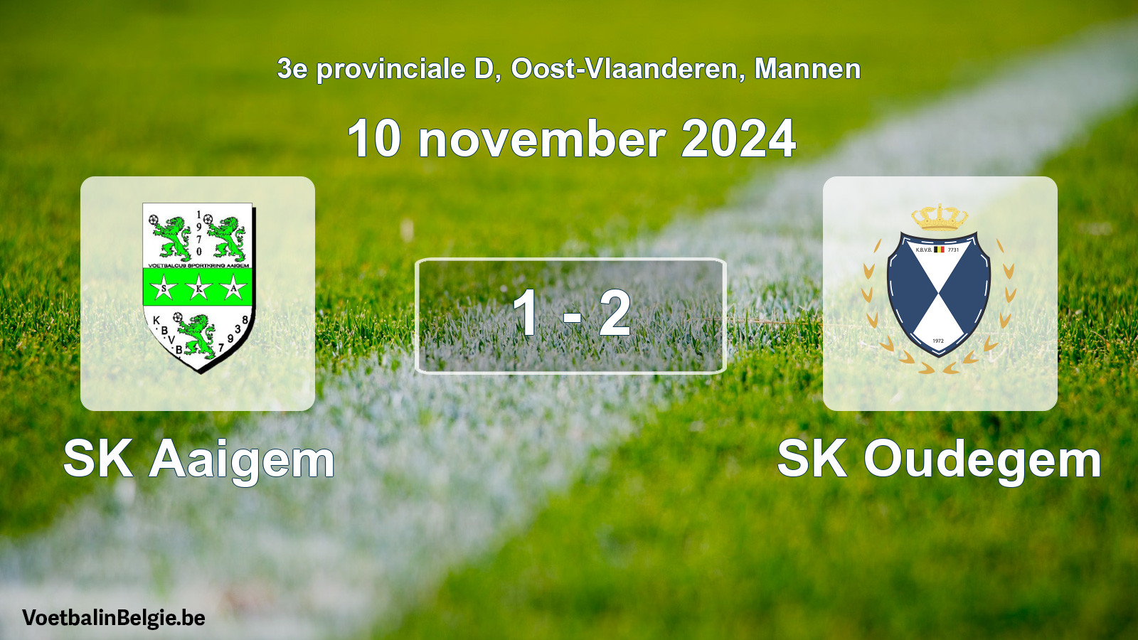 Gespeelde wedstrijd mannenvoetbal: SK Aaigem - SK Oudegem 1 - 2 (10 november 2024)