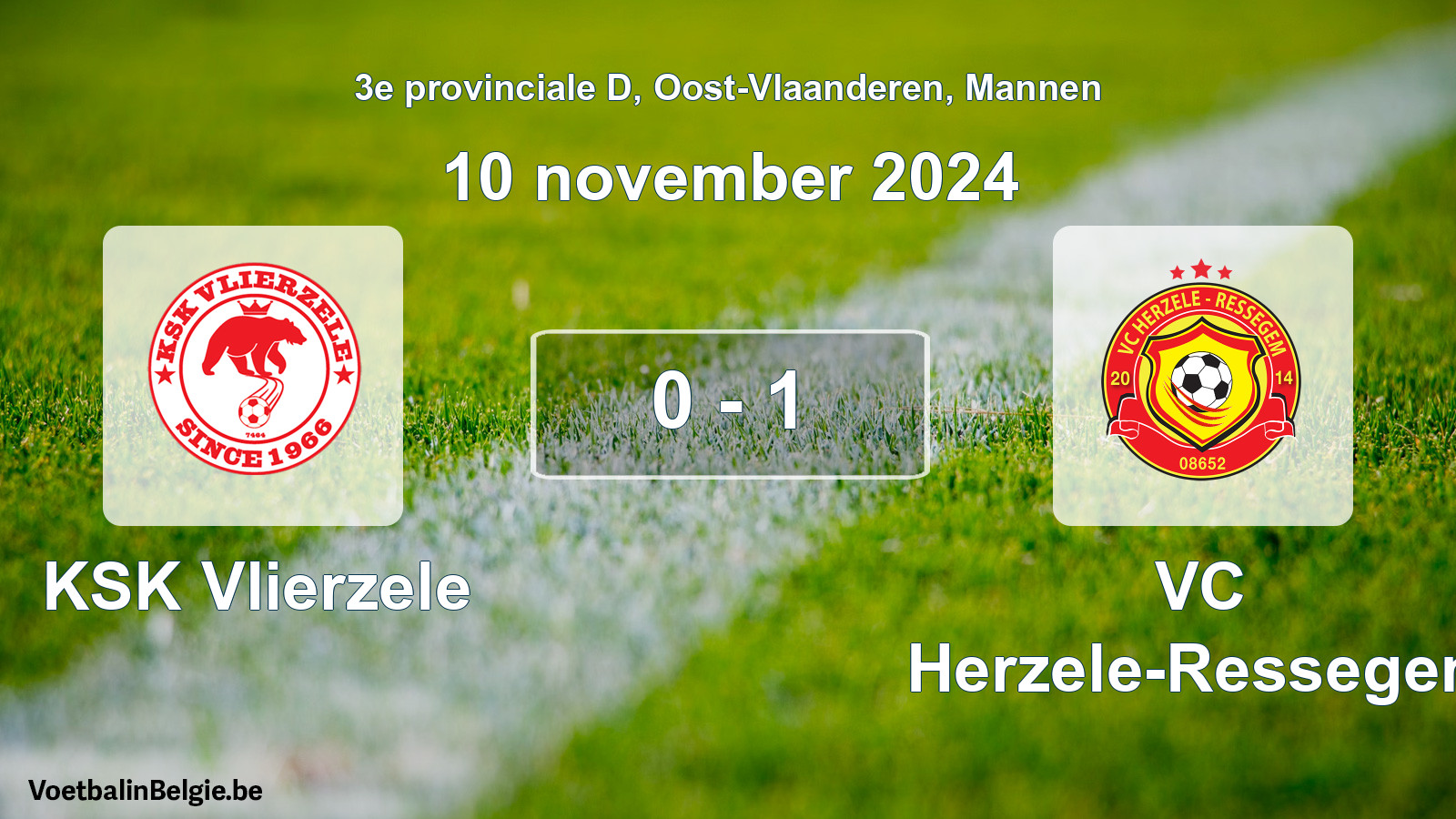 Gespeelde wedstrijd mannenvoetbal: KSK Vlierzele - VC Herzele-Ressegem 0 - 1 (10 november 2024)