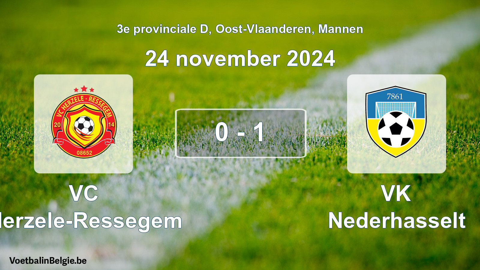 Gespeelde wedstrijd mannenvoetbal: VC Herzele-Ressegem - VK Nederhasselt 0 - 1 (24 november 2024)