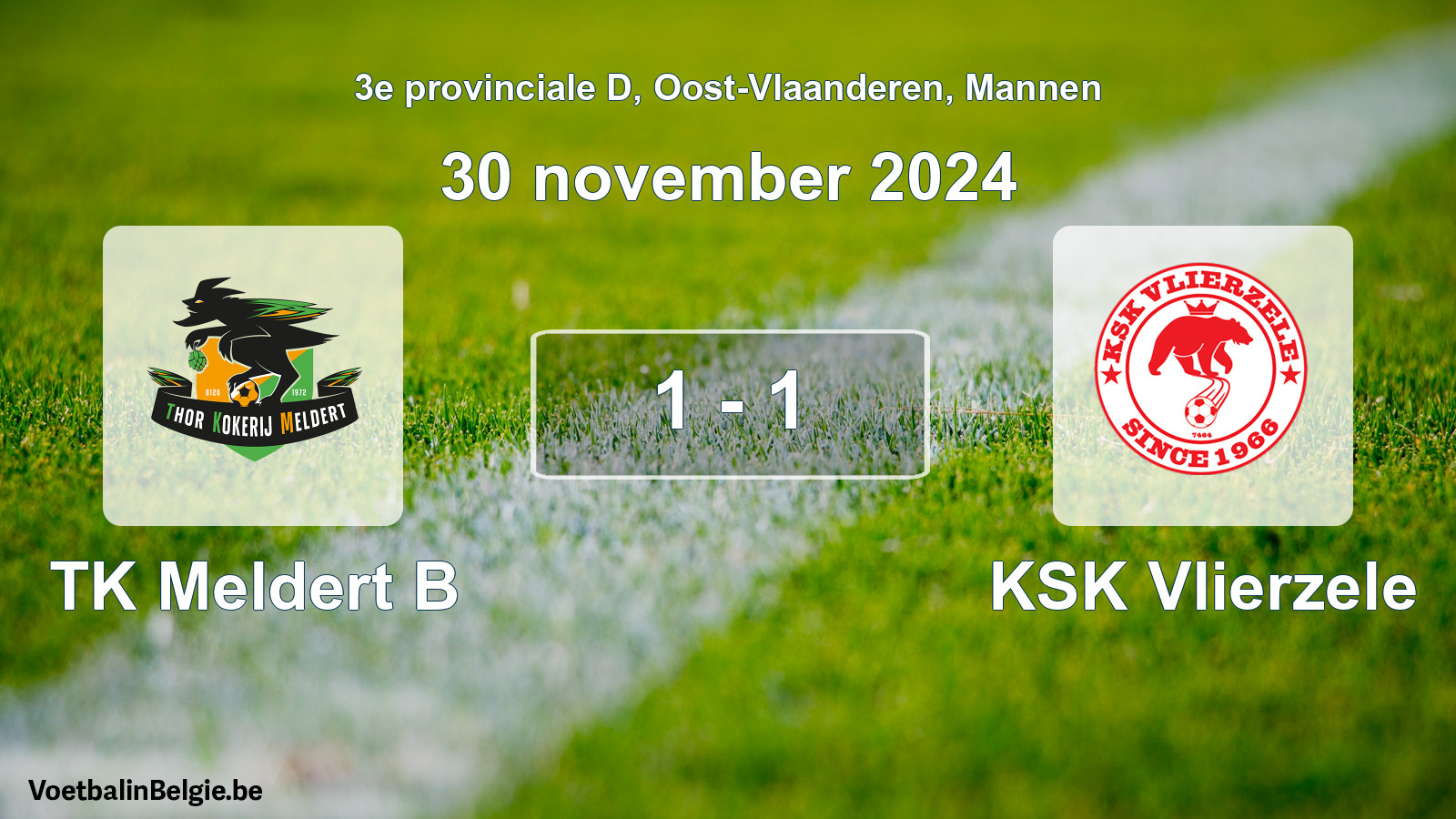 Gespeelde wedstrijd mannenvoetbal: TK Meldert B - KSK Vlierzele 1 - 1 (30 november 2024)