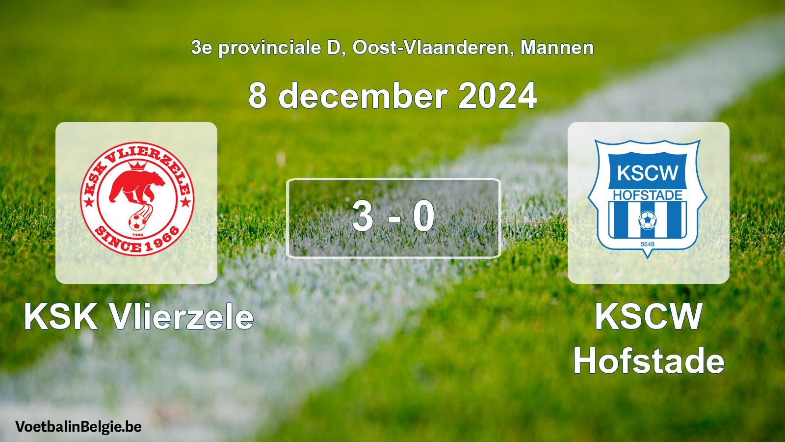 Gespeelde wedstrijd mannenvoetbal: KSK Vlierzele - KSCW Hofstade 3 - 0 (8 december 2024)