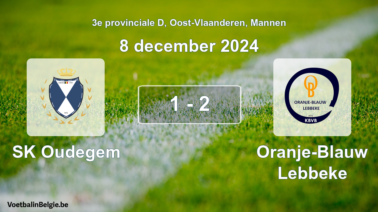 Gespeelde wedstrijd mannenvoetbal: SK Oudegem - Oranje-Blauw Lebbeke 1 - 2 (8 december 2024)