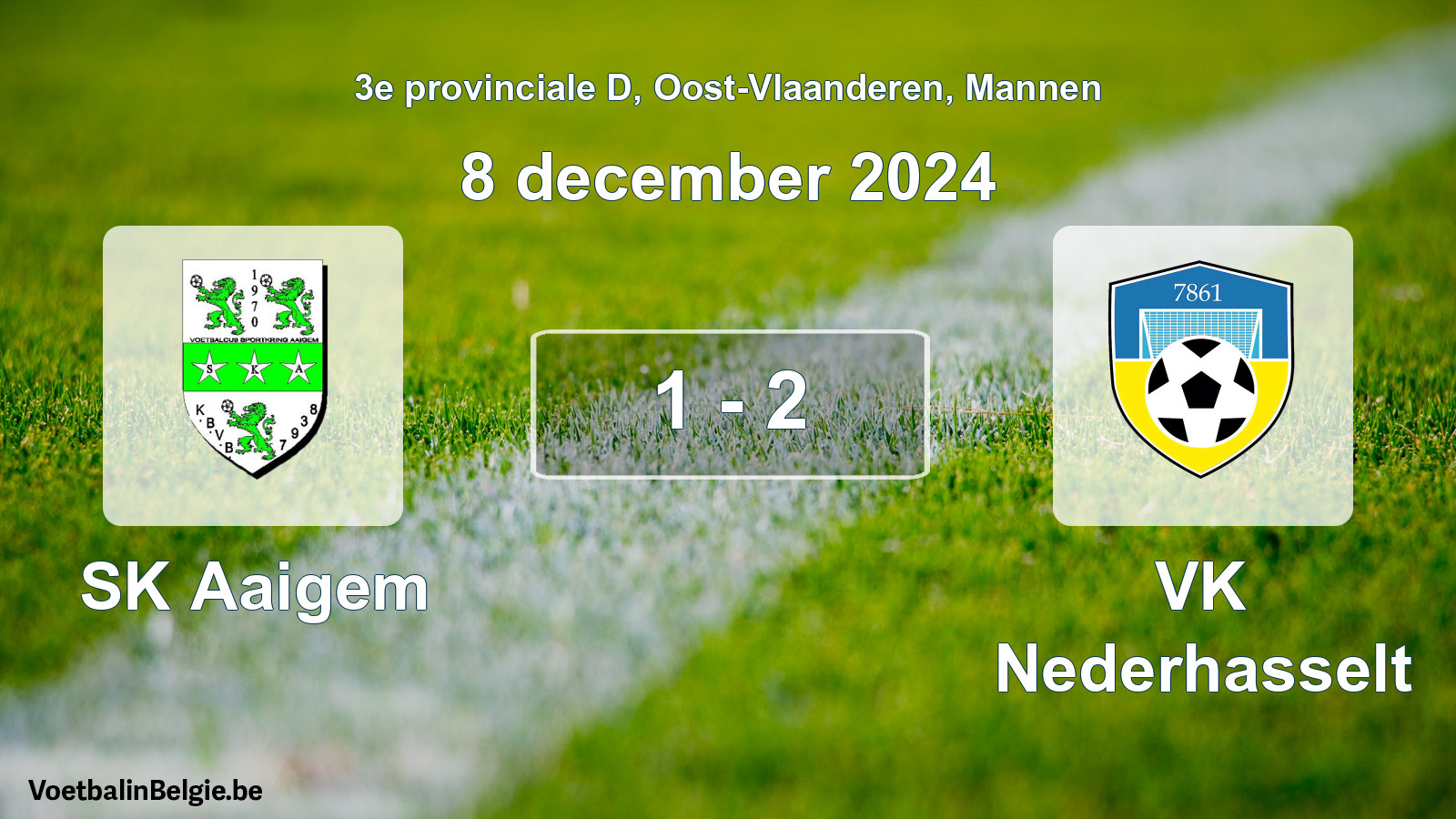 Gespeelde wedstrijd mannenvoetbal: SK Aaigem - VK Nederhasselt 1 - 2 (8 december 2024)