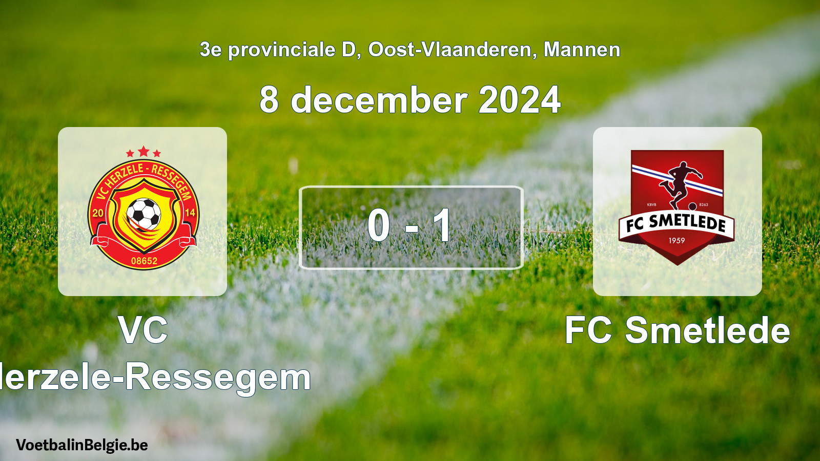 Gespeelde wedstrijd mannenvoetbal: VC Herzele-Ressegem - FC Smetlede 0 - 1 (8 december 2024)
