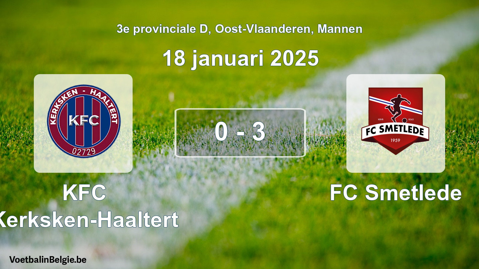 Gespeelde wedstrijd mannenvoetbal: KFC Kerksken-Haaltert - FC Smetlede 0 - 3 (18 januari 2025)