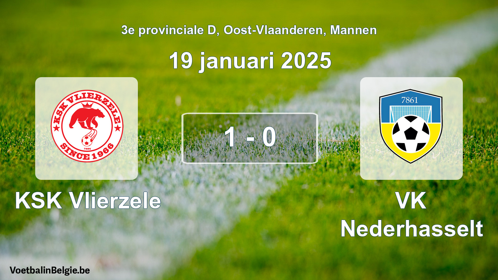 Gespeelde wedstrijd mannenvoetbal: KSK Vlierzele - VK Nederhasselt 1 - 0 (19 januari 2025)