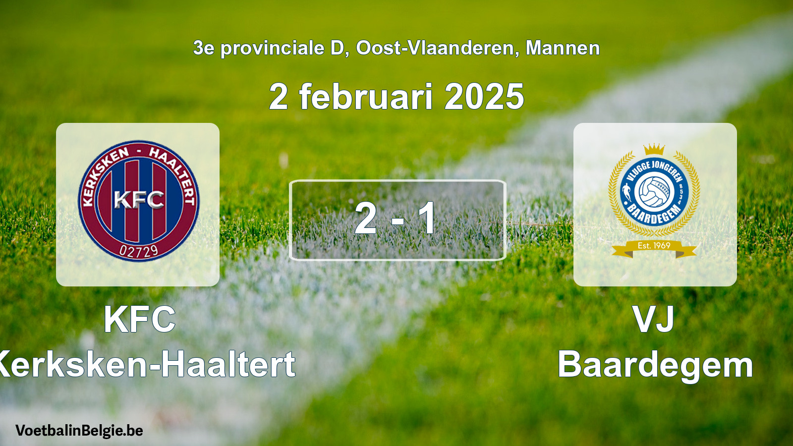 Gespeelde wedstrijd mannenvoetbal: KFC Kerksken-Haaltert - VJ Baardegem 2 - 1 (2 februari 2025)