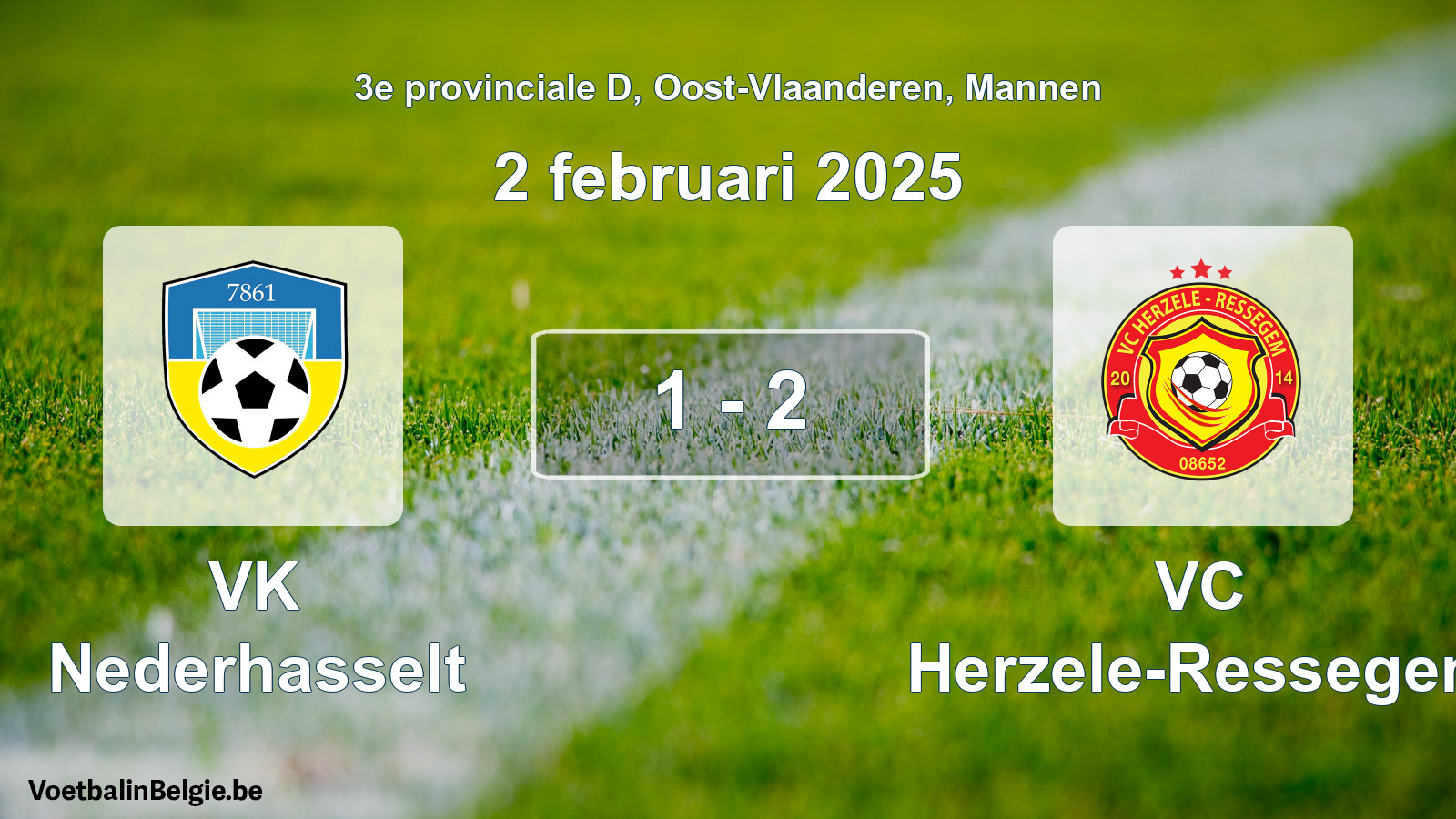 Gespeelde wedstrijd mannenvoetbal: VK Nederhasselt - VC Herzele-Ressegem 1 - 2 (2 februari 2025)