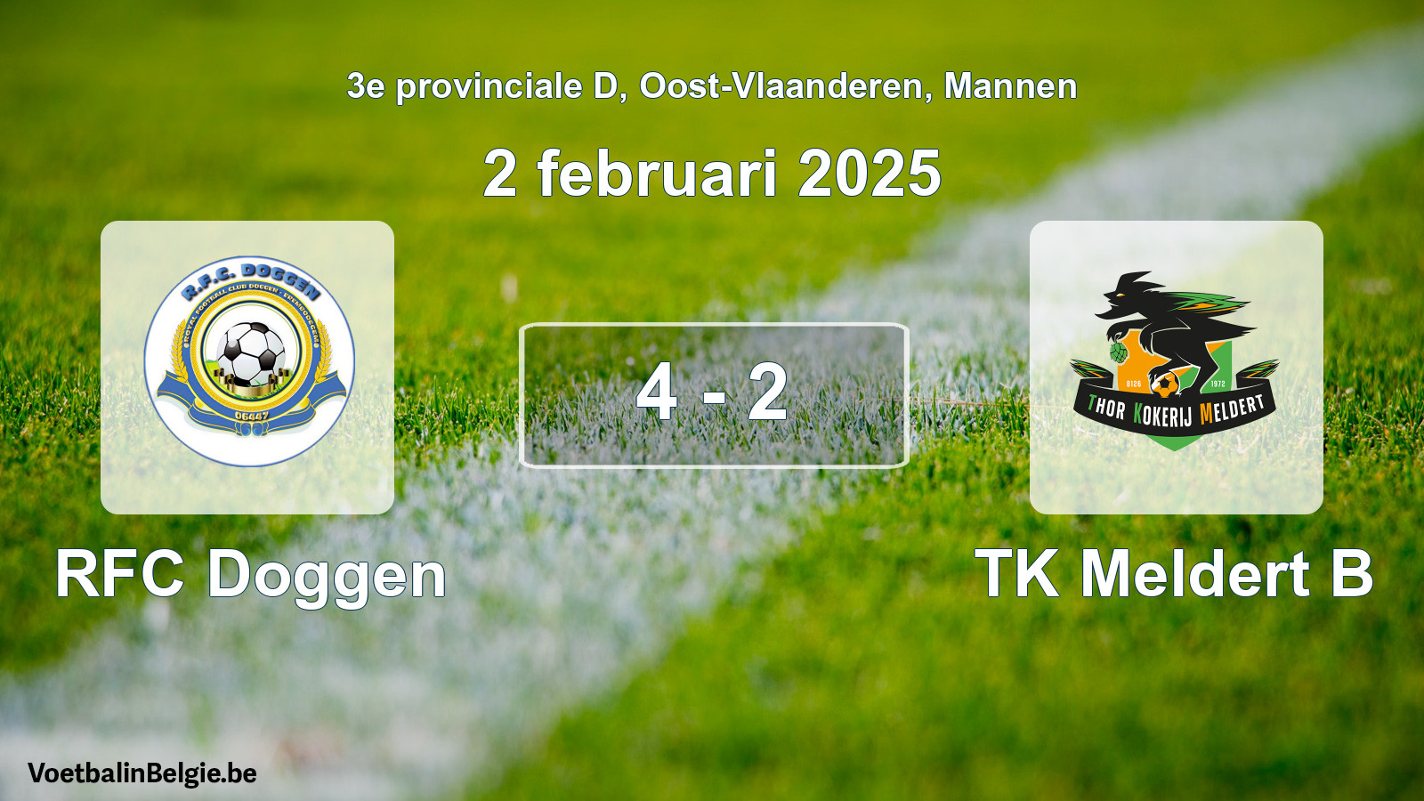 Gespeelde wedstrijd mannenvoetbal: RFC Doggen - TK Meldert B 4 - 2 (2 februari 2025)
