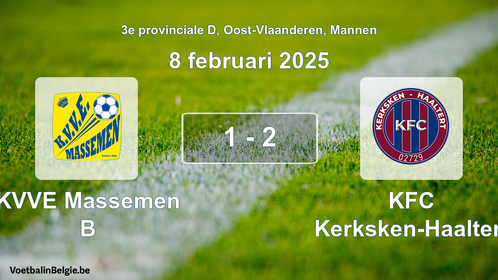Gespeelde wedstrijd mannenvoetbal: KVVE Massemen B - KFC Kerksken-Haaltert 1 - 2 (8 februari 2025)