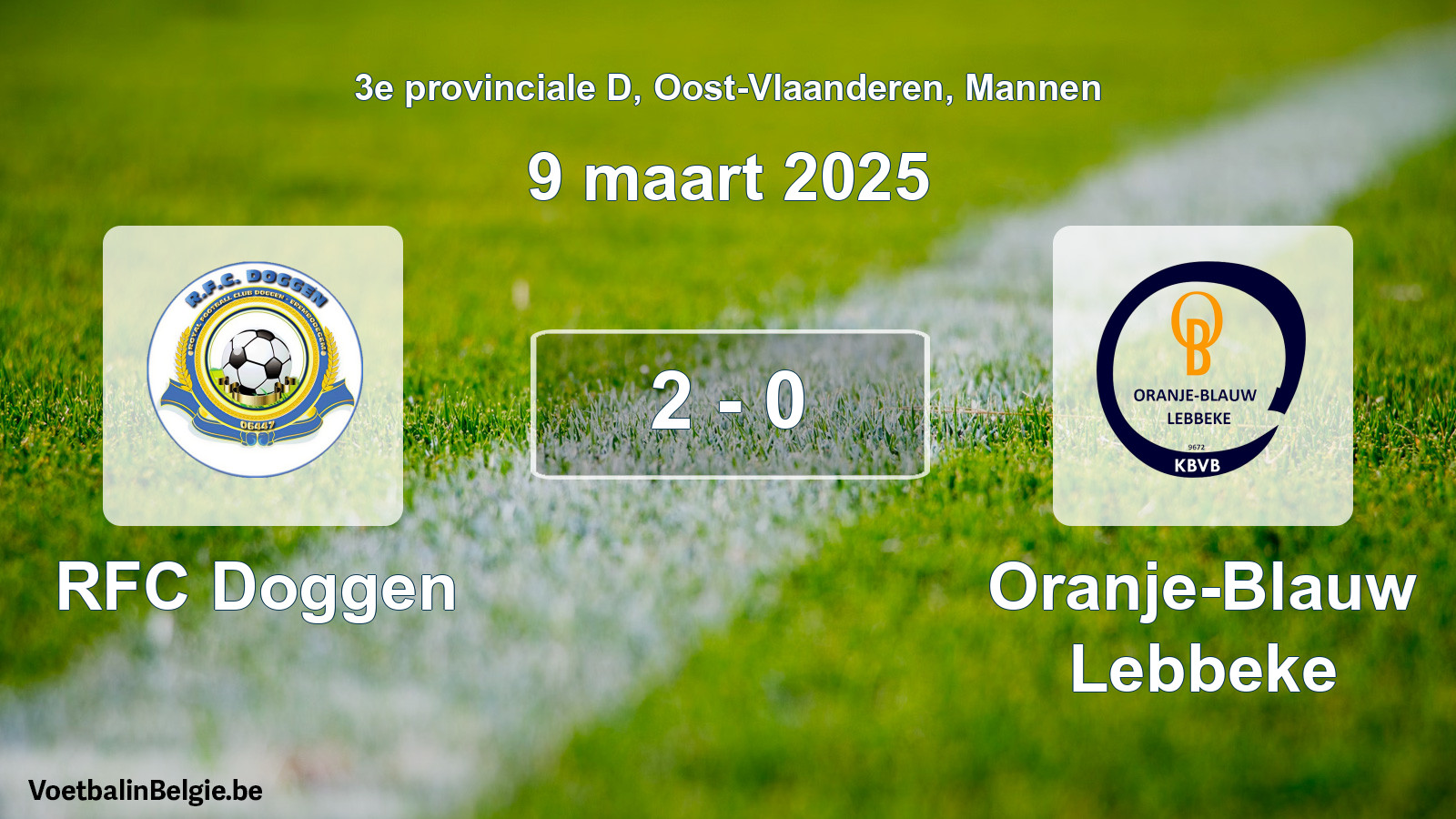 Gespeelde wedstrijd mannenvoetbal: RFC Doggen - Oranje-Blauw Lebbeke 2 - 0 (9 maart 2025)