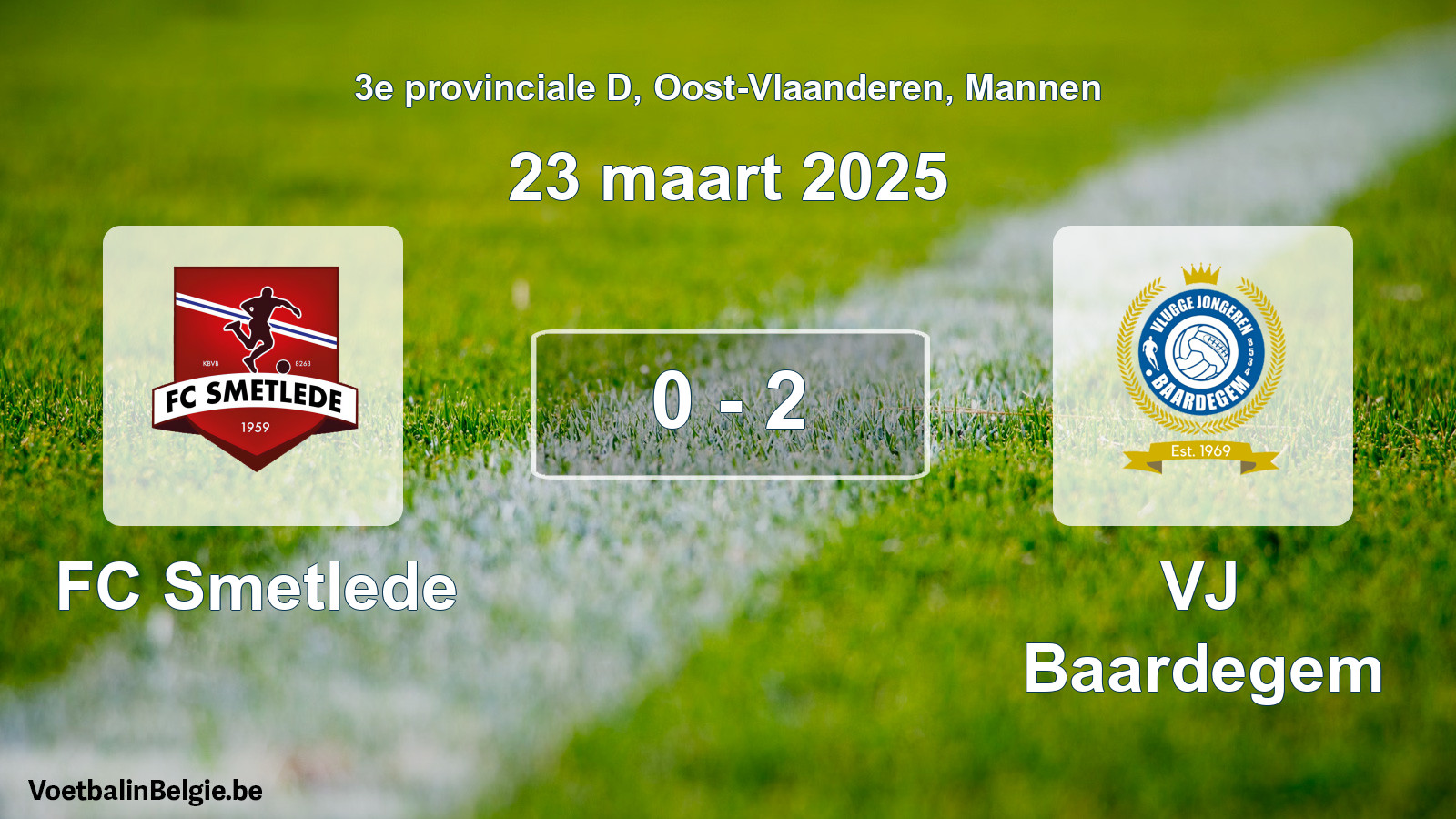 Gespeelde wedstrijd mannenvoetbal: FC Smetlede - VJ Baardegem 0 - 2 (23 maart 2025)