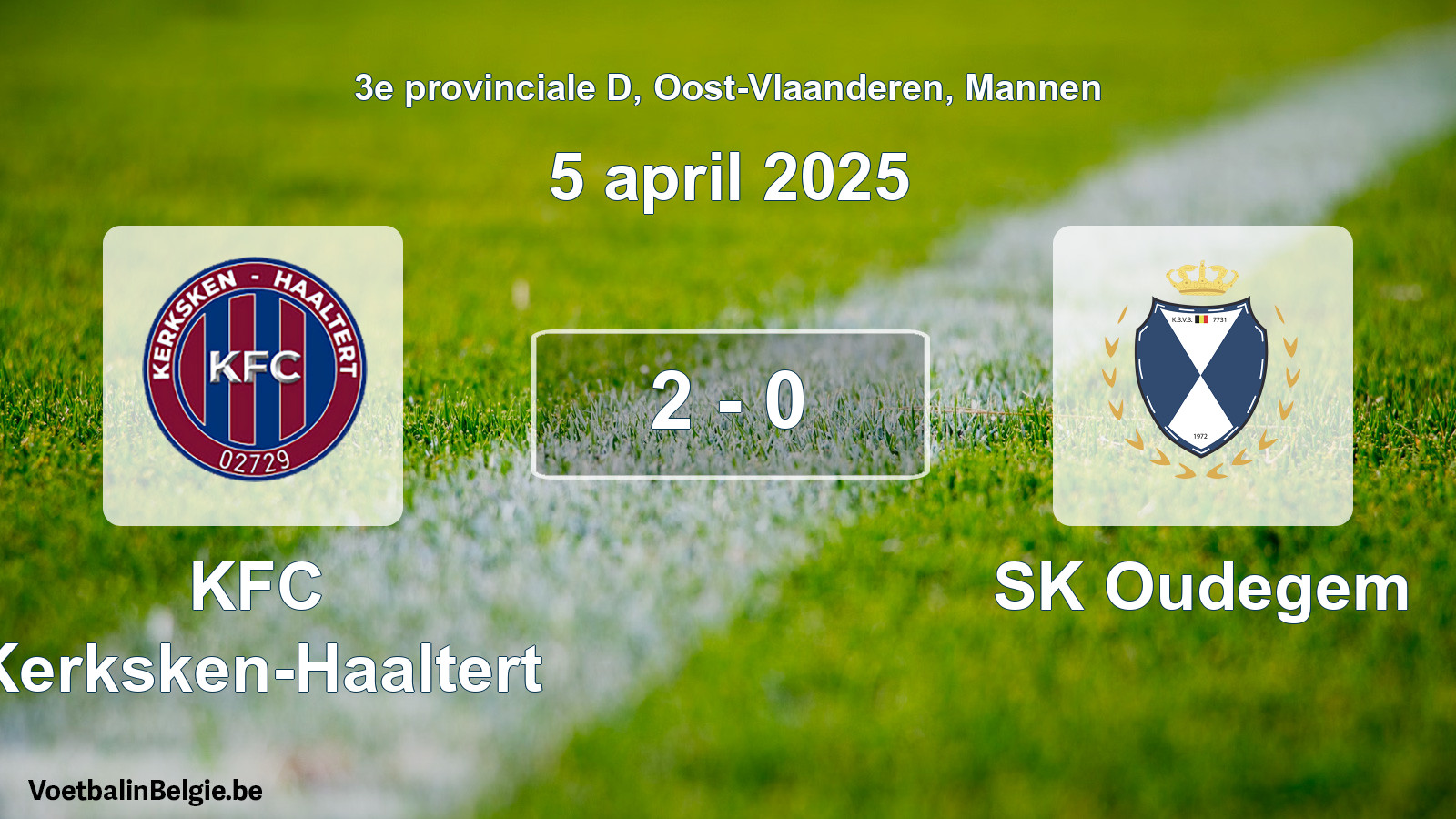 Gespeelde wedstrijd mannenvoetbal: KFC Kerksken-Haaltert - SK Oudegem 2 - 0 (5 april 2025)