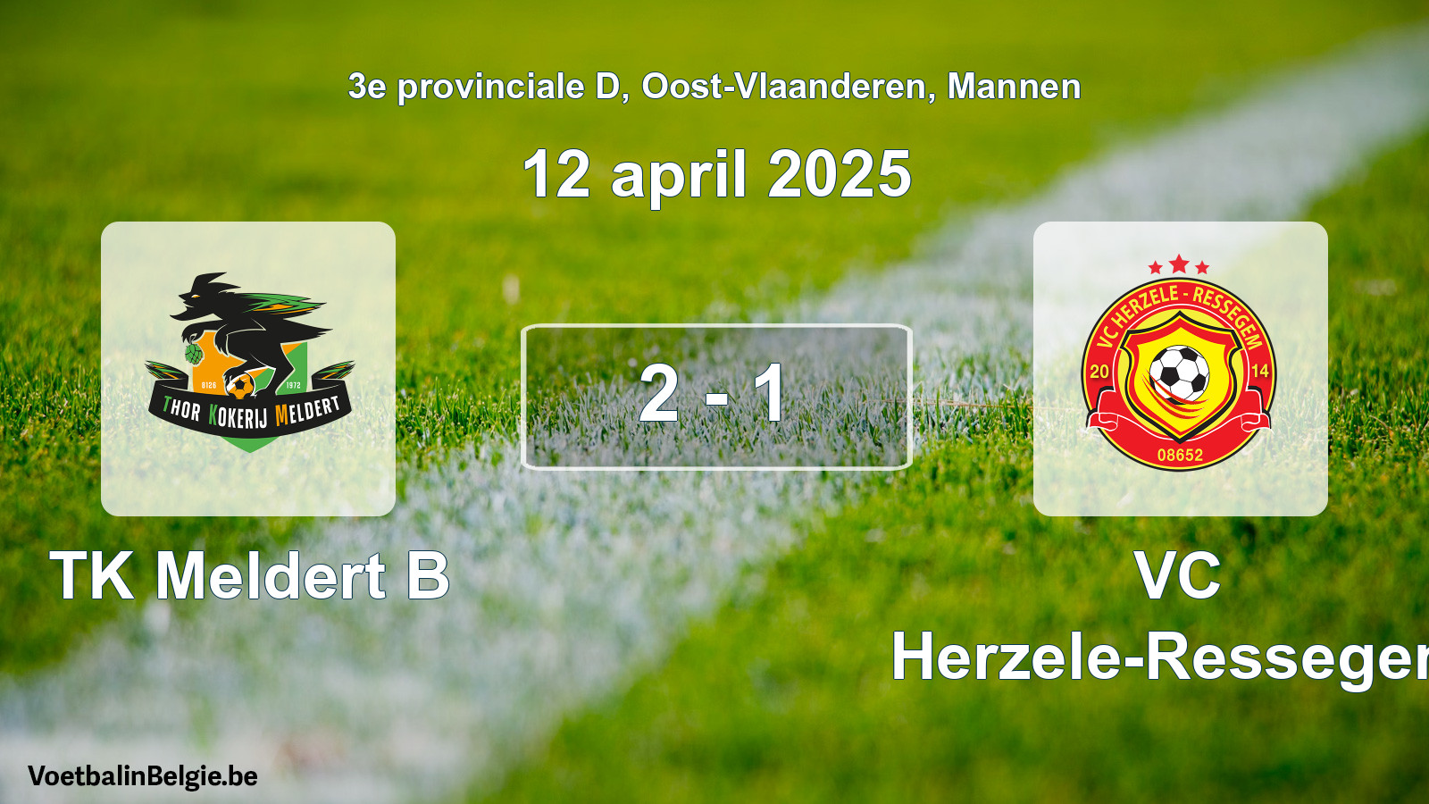 Gespeelde wedstrijd mannenvoetbal: TK Meldert B - VC Herzele-Ressegem 2 - 1 (12 april 2025)