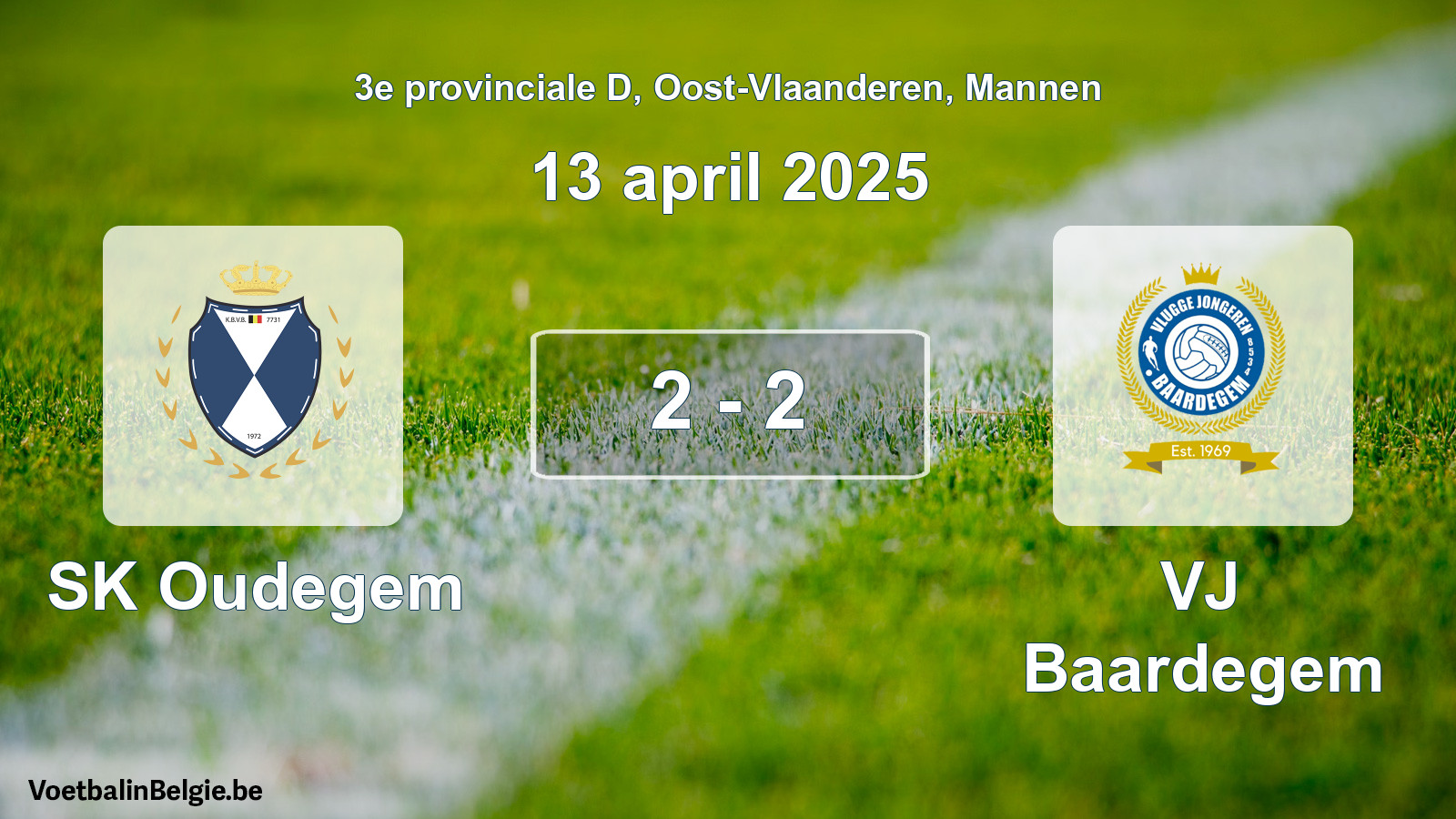 Gespeelde wedstrijd mannenvoetbal: SK Oudegem - VJ Baardegem 2 - 2 (13 april 2025)