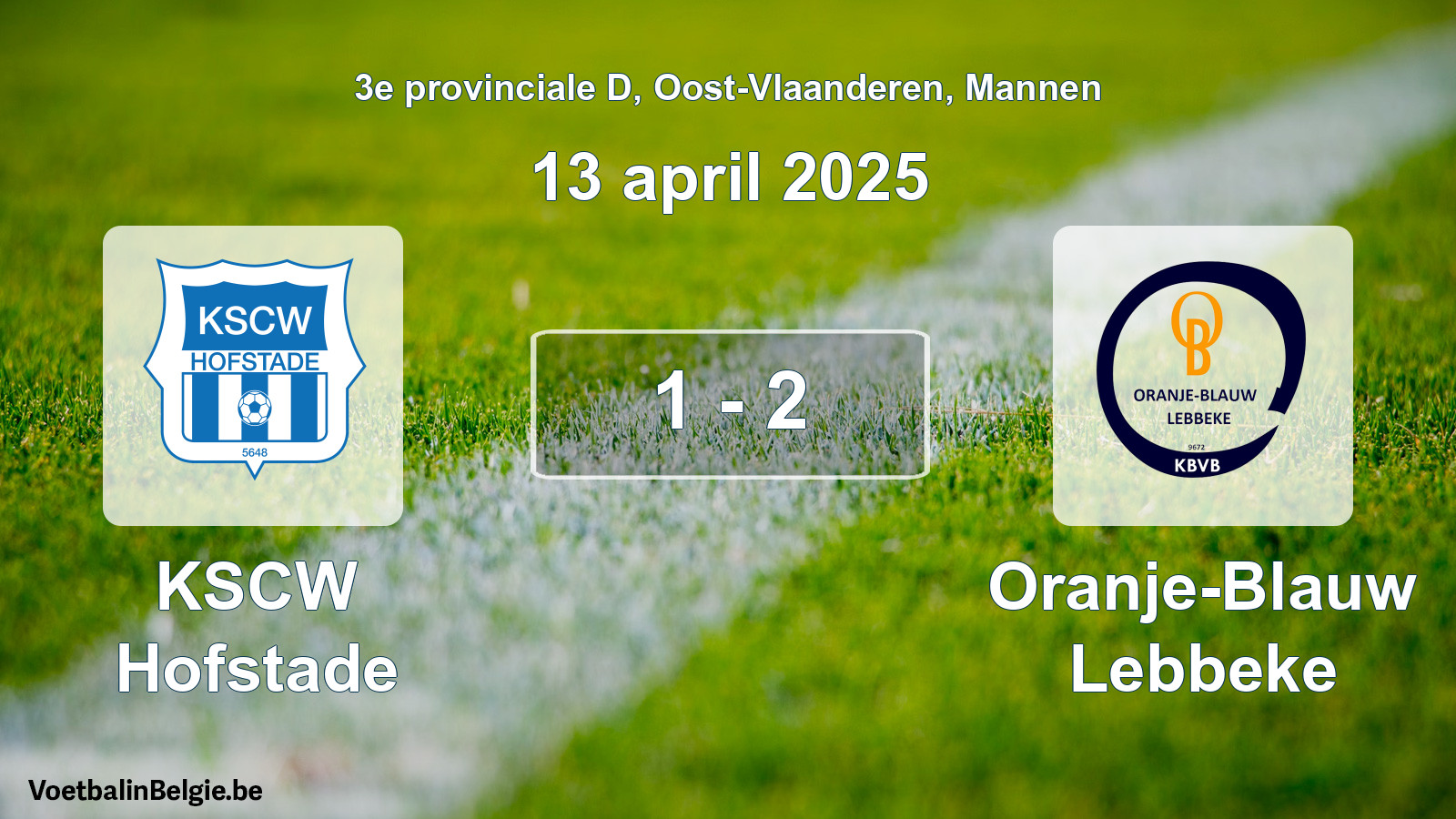 Gespeelde wedstrijd mannenvoetbal: KSCW Hofstade - Oranje-Blauw Lebbeke 1 - 2 (13 april 2025)