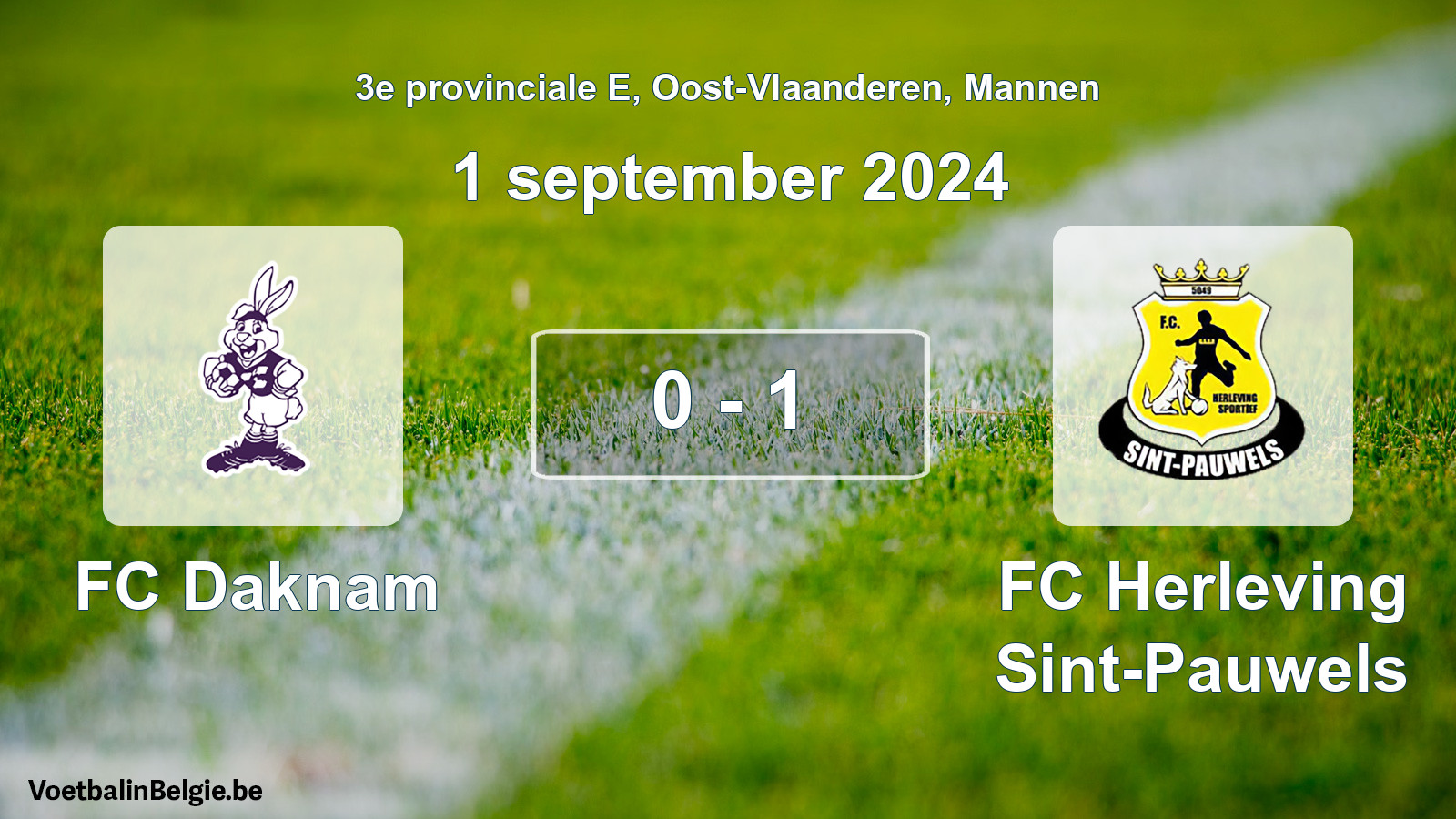 Gespeelde wedstrijd mannenvoetbal: FC Daknam - FC Herleving Sint-Pauwels 0 - 1 (1 september 2024)