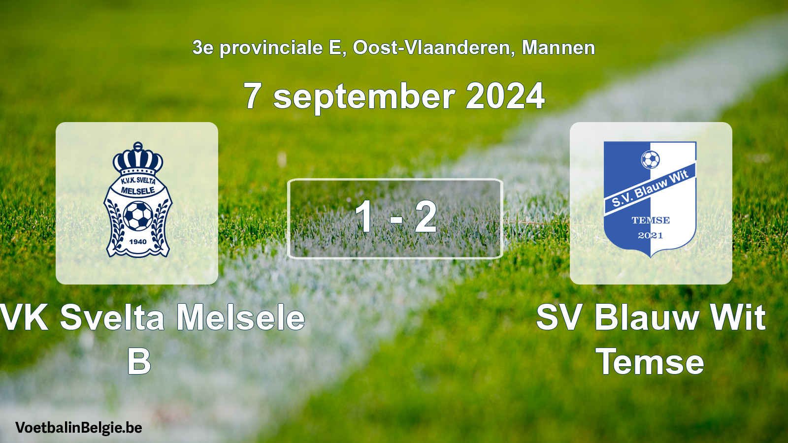 Played match men football: KVK Svelta Melsele B - SV Blauw Wit Temse 1 - 2 (7 September 2024)