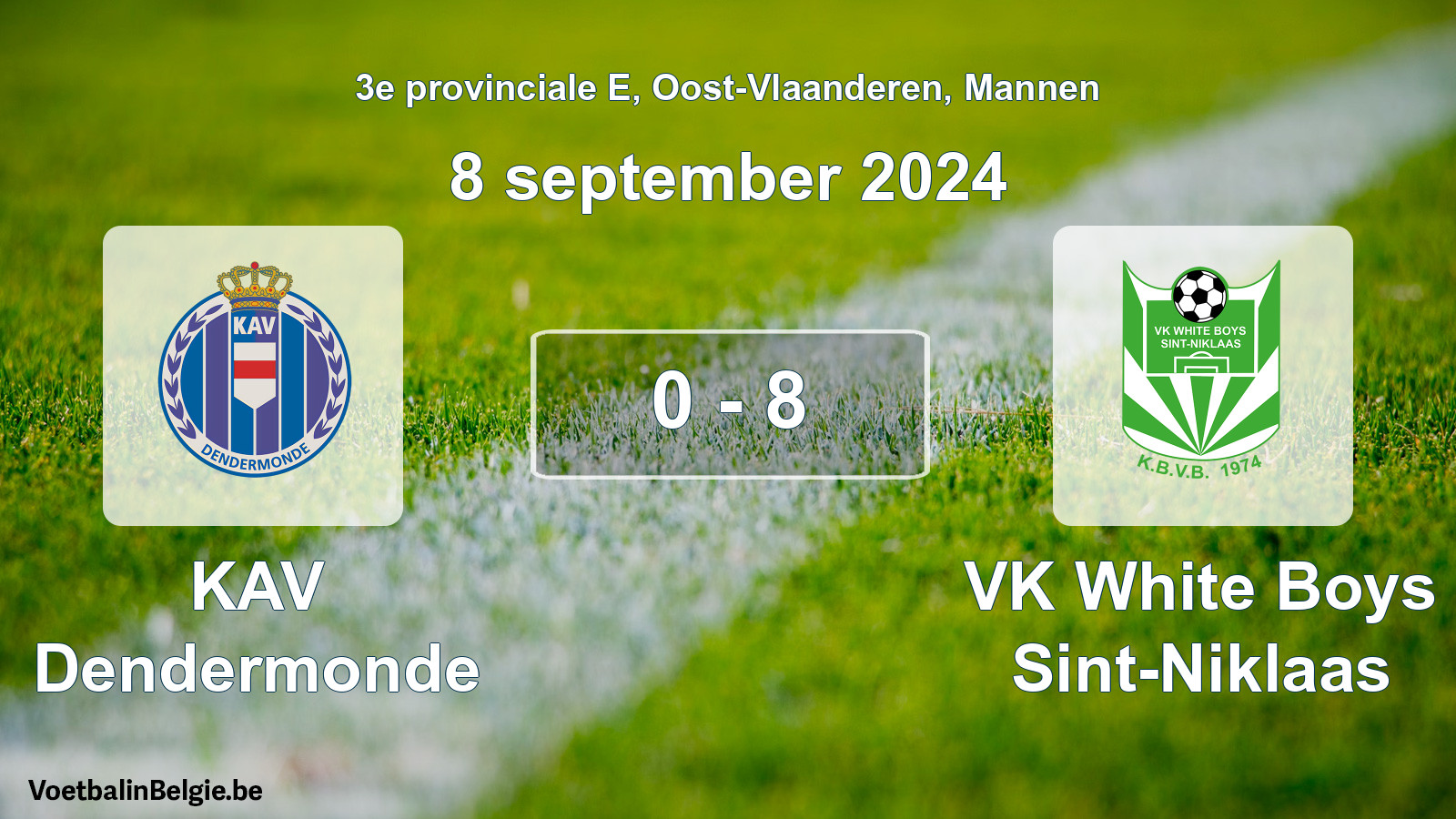 Gespeelde wedstrijd mannenvoetbal: KAV Dendermonde - VK White Boys Sint-Niklaas 0 - 8 (8 september 2024)