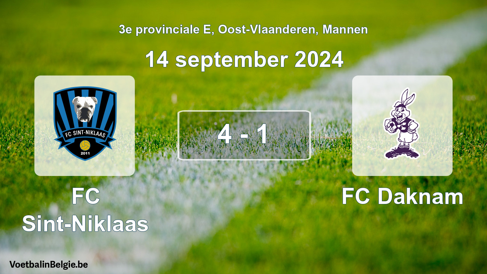 Gespeelde wedstrijd mannenvoetbal: FC Sint-Niklaas - FC Daknam 4 - 1 (14 september 2024)