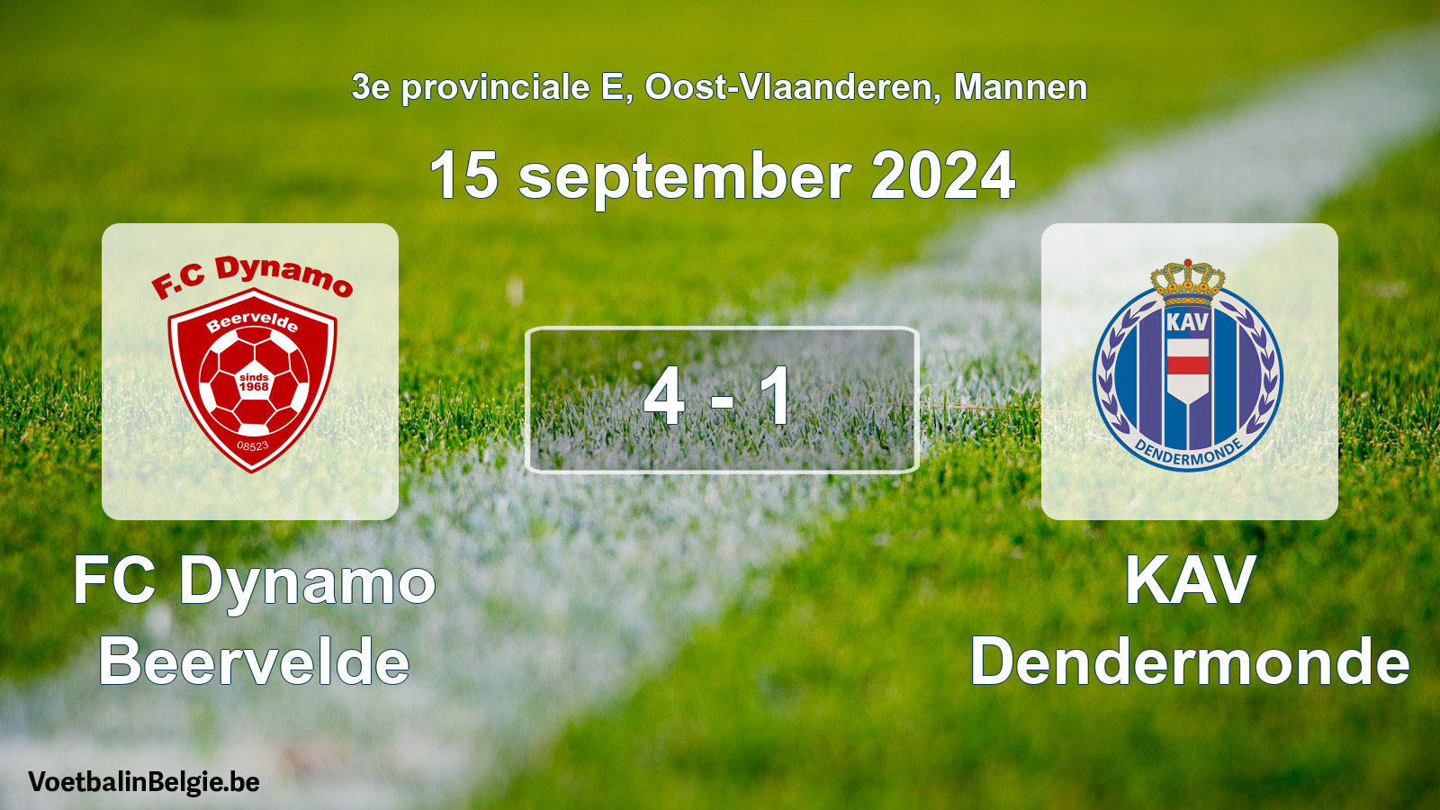 Gespeelde wedstrijd mannenvoetbal: FC Dynamo Beervelde - KAV Dendermonde 4 - 1 (15 september 2024)