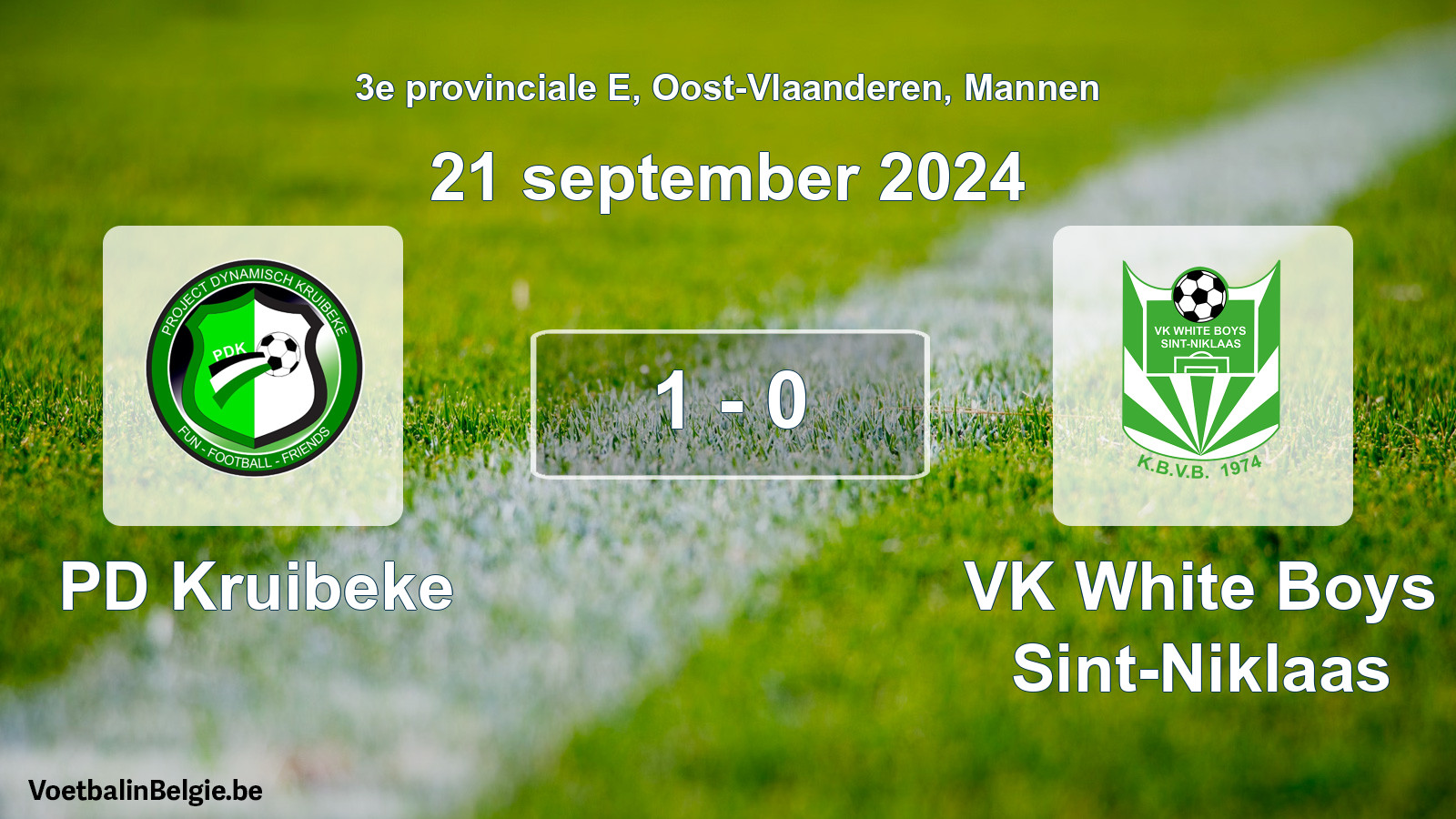 Gespeelde wedstrijd mannenvoetbal: PD Kruibeke - VK White Boys Sint-Niklaas 1 - 0 (21 september 2024)