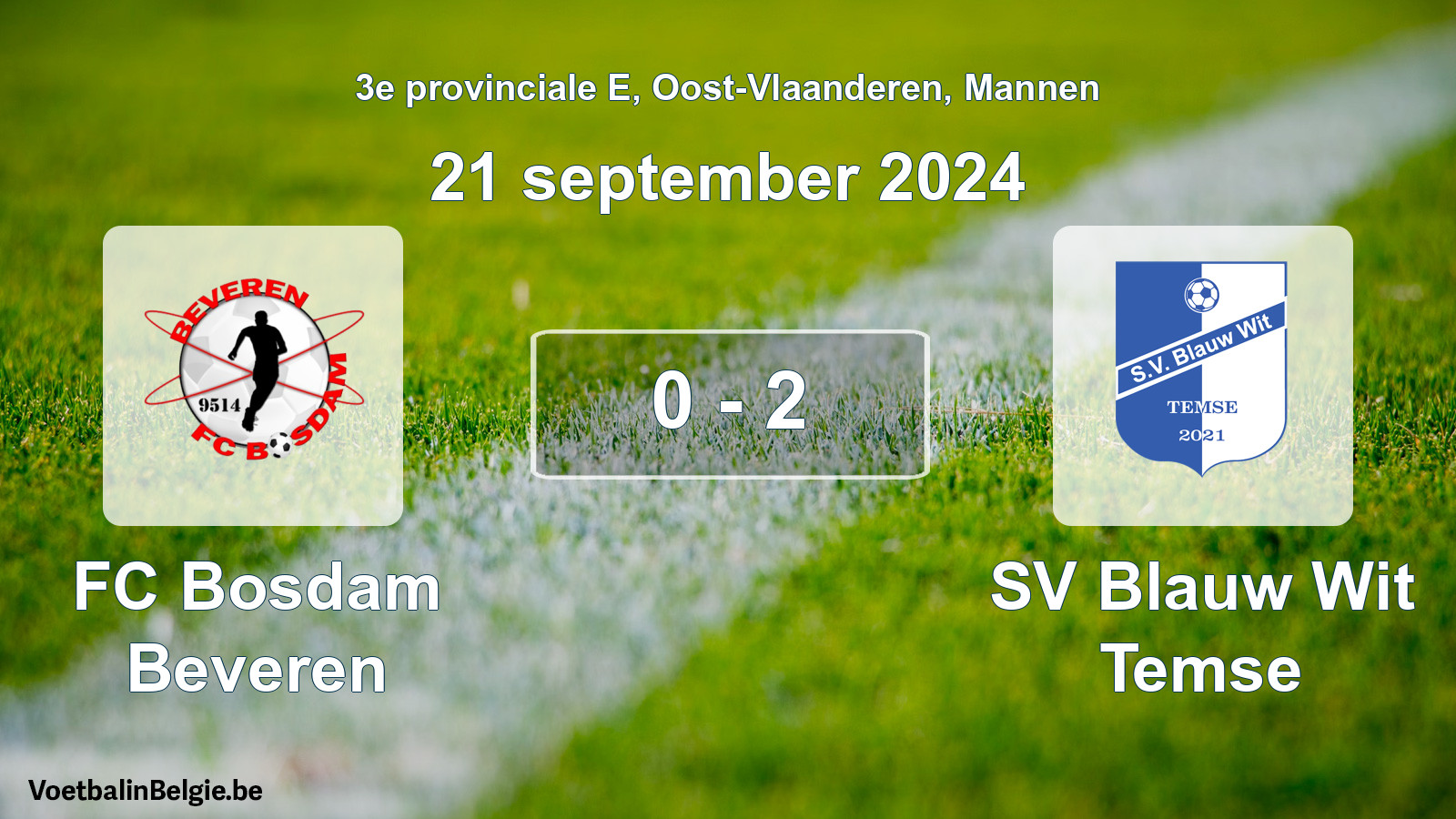 Played match men football: FC Bosdam Beveren - SV Blauw Wit Temse 0 - 2 (21 September 2024)