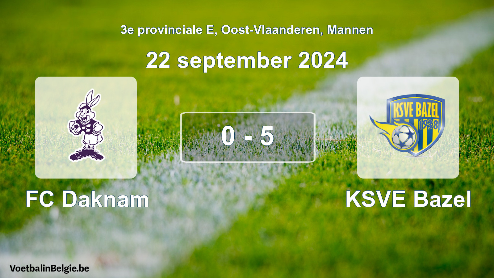 Gespeelde wedstrijd mannenvoetbal: FC Daknam - KSVE Bazel 0 - 5 (22 september 2024)