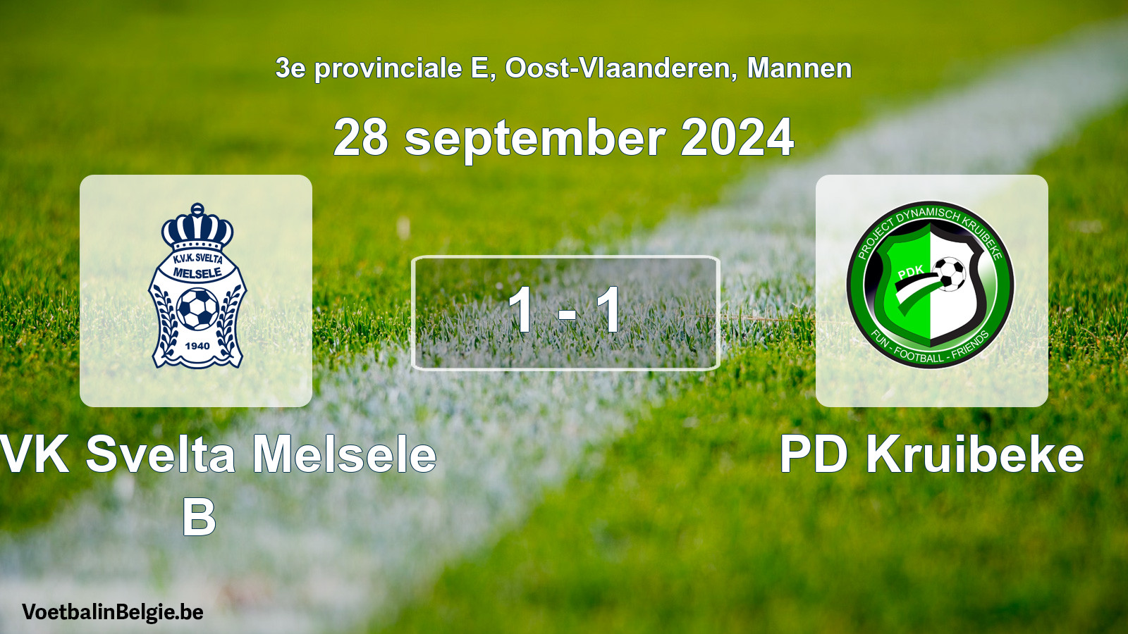 Played match men football: KVK Svelta Melsele B - PD Kruibeke 1 - 1 (28 September 2024)