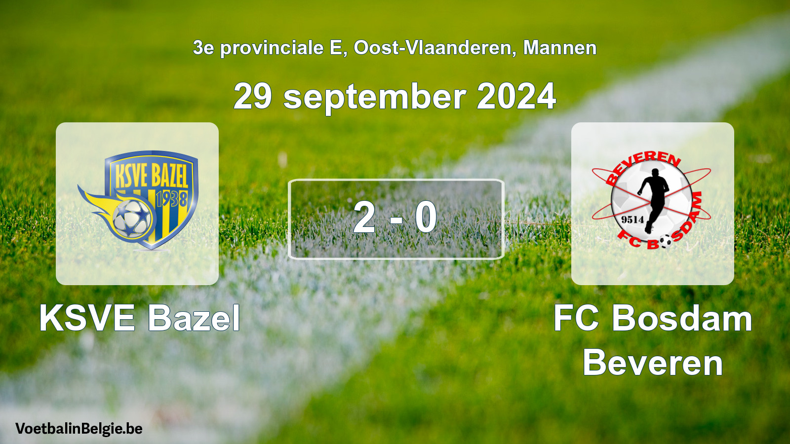 Gespeelde wedstrijd mannenvoetbal: KSVE Bazel - FC Bosdam Beveren 2 - 0 (29 september 2024)
