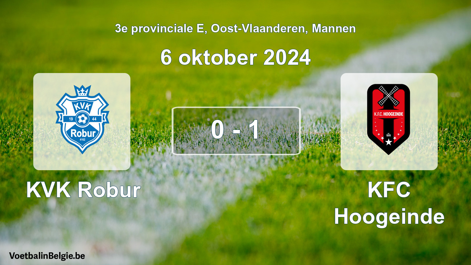 Gespeelde wedstrijd mannenvoetbal: KVK Robur - KFC Hoogeinde 0 - 1 (6 oktober 2024)