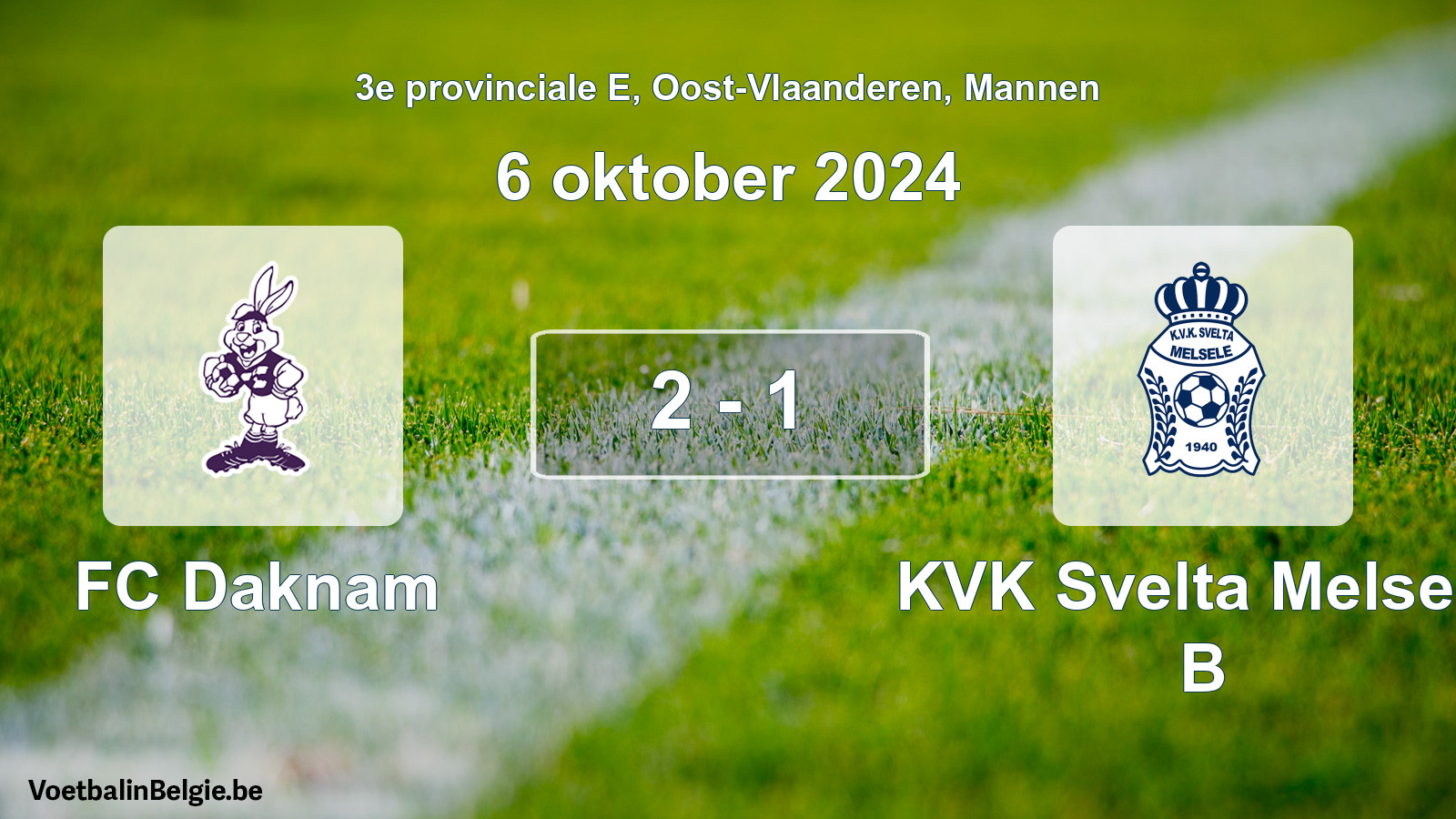 Gespeelde wedstrijd mannenvoetbal: FC Daknam - KVK Svelta Melsele B 2 - 1 (6 oktober 2024)