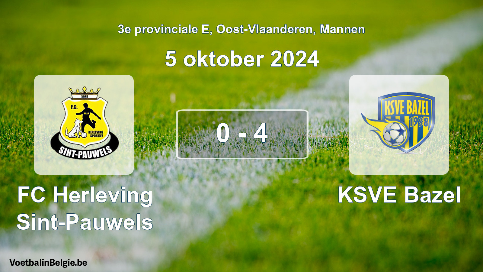 Gespeelde wedstrijd mannenvoetbal: FC Herleving Sint-Pauwels - KSVE Bazel 0 - 4 (5 oktober 2024)