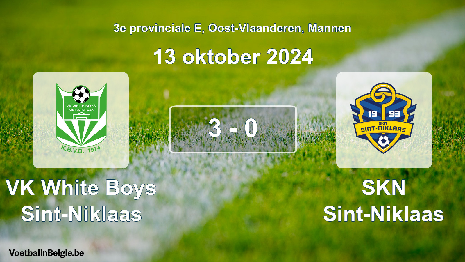 Gespeelde wedstrijd mannenvoetbal: VK White Boys Sint-Niklaas - SKN Sint-Niklaas 3 - 0 (13 oktober 2024)