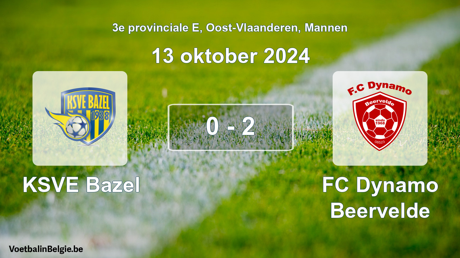 Gespeelde wedstrijd mannenvoetbal: KSVE Bazel - FC Dynamo Beervelde 0 - 2 (13 oktober 2024)