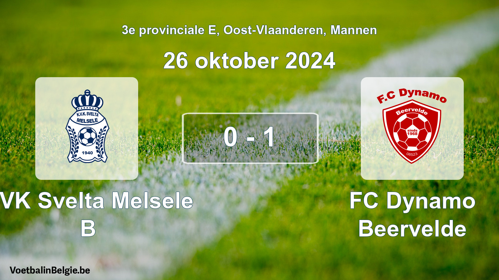 Gespeelde wedstrijd mannenvoetbal: KVK Svelta Melsele B - FC Dynamo Beervelde 0 - 1 (26 oktober 2024)
