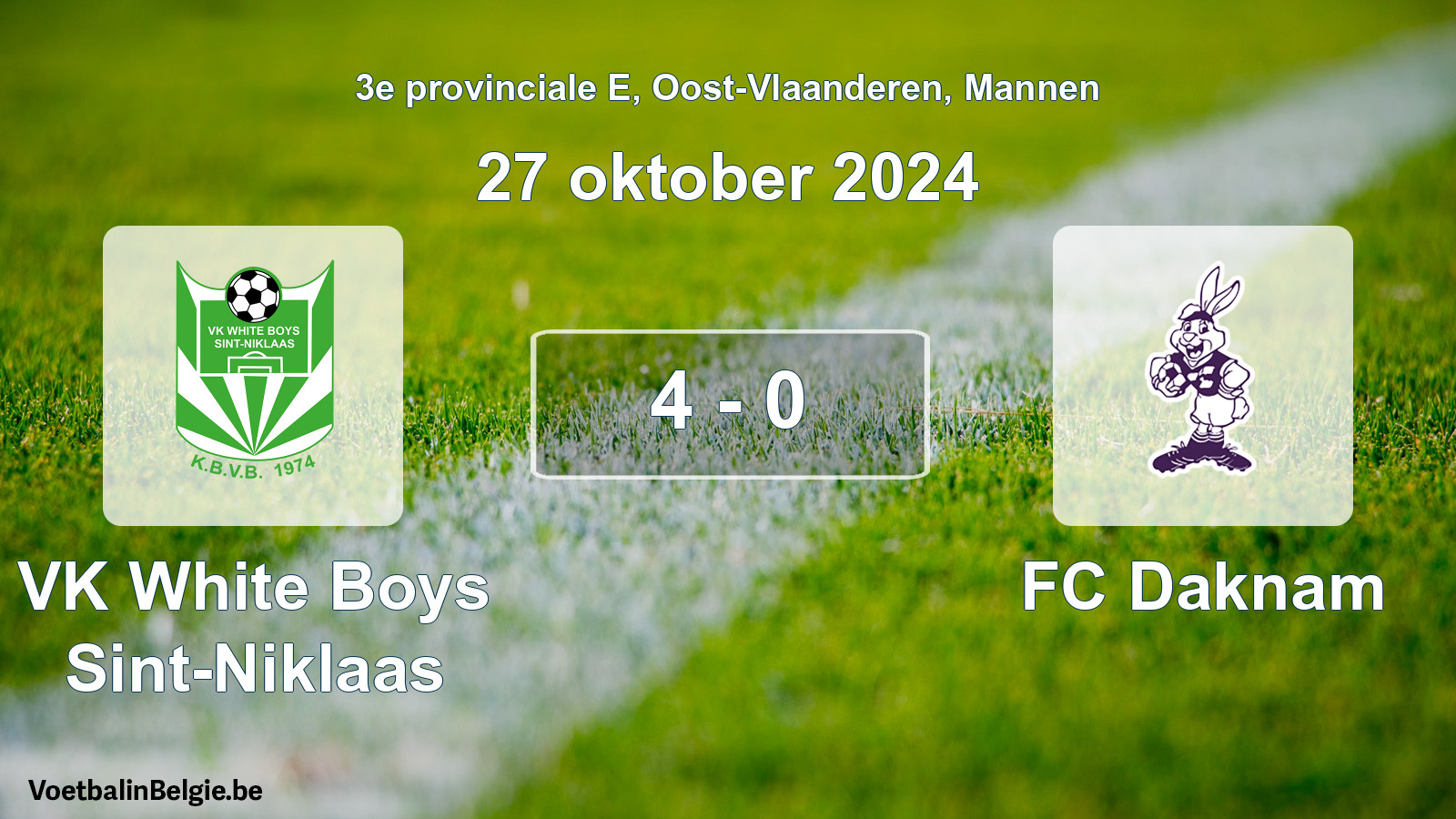 Gespeelde wedstrijd mannenvoetbal: VK White Boys Sint-Niklaas - FC Daknam 4 - 0 (27 oktober 2024)