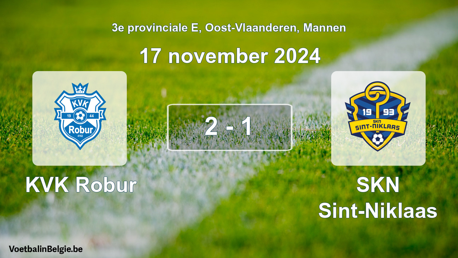 Gespeelde wedstrijd mannenvoetbal: KVK Robur - SKN Sint-Niklaas 2 - 1 (17 november 2024)