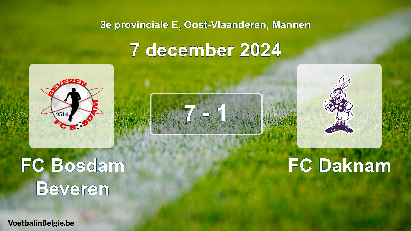 Gespeelde wedstrijd mannenvoetbal: FC Bosdam Beveren - FC Daknam 7 - 1 (7 december 2024)