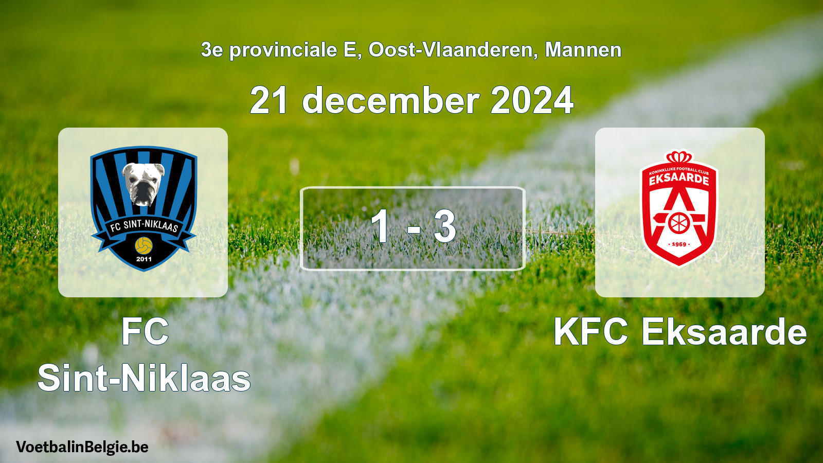 Gespeelde wedstrijd mannenvoetbal: FC Sint-Niklaas - KFC Eksaarde 1 - 3 (21 december 2024)