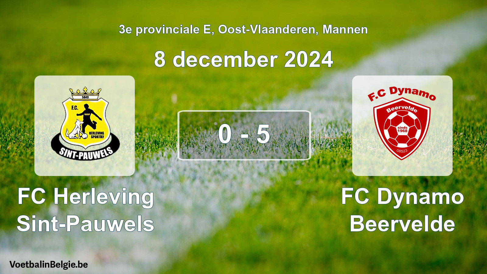 Gespeelde wedstrijd mannenvoetbal: FC Herleving Sint-Pauwels - FC Dynamo Beervelde 0 - 5 (8 december 2024)