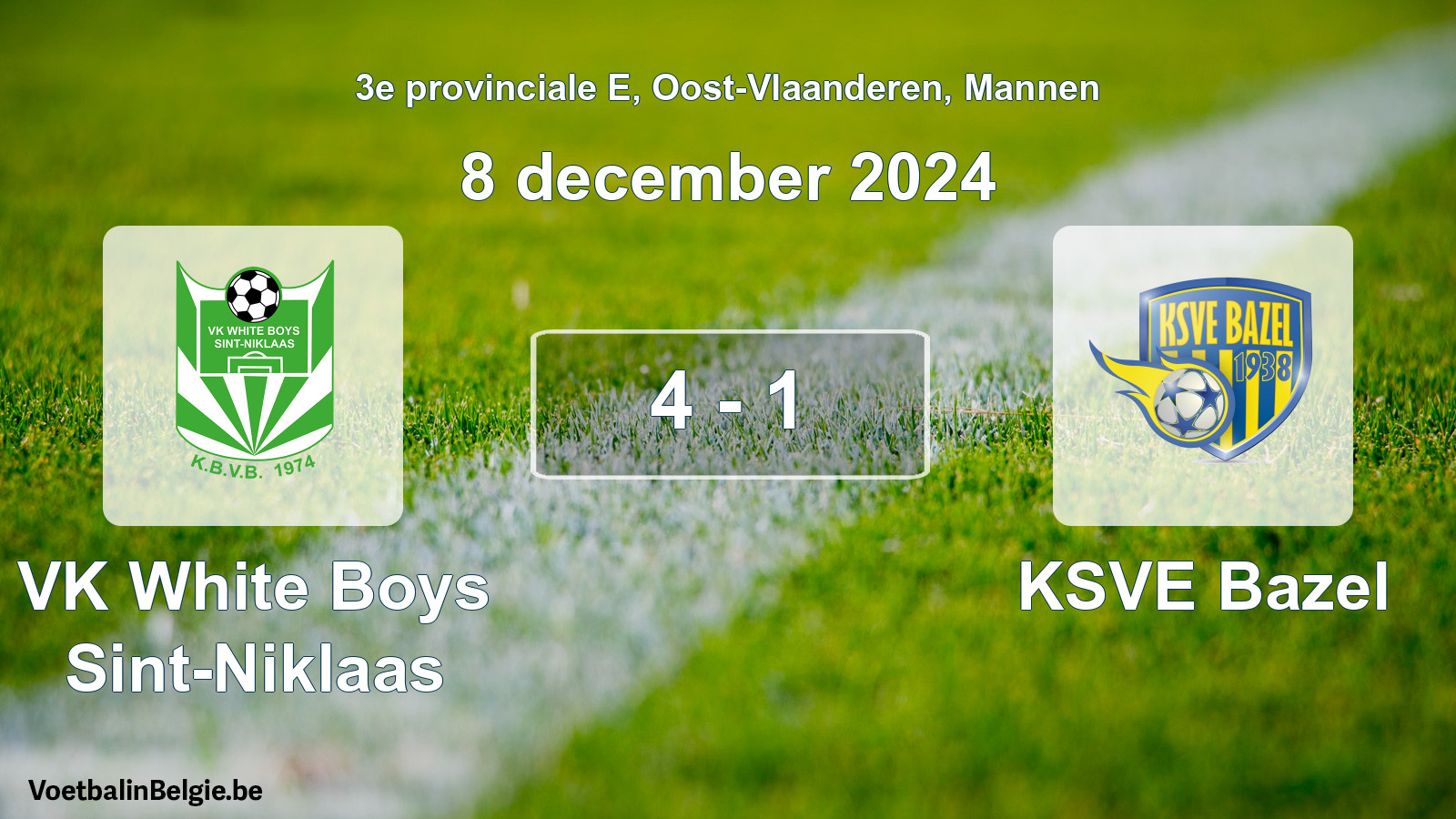 Gespeelde wedstrijd mannenvoetbal: VK White Boys Sint-Niklaas - KSVE Bazel 4 - 1 (8 december 2024)