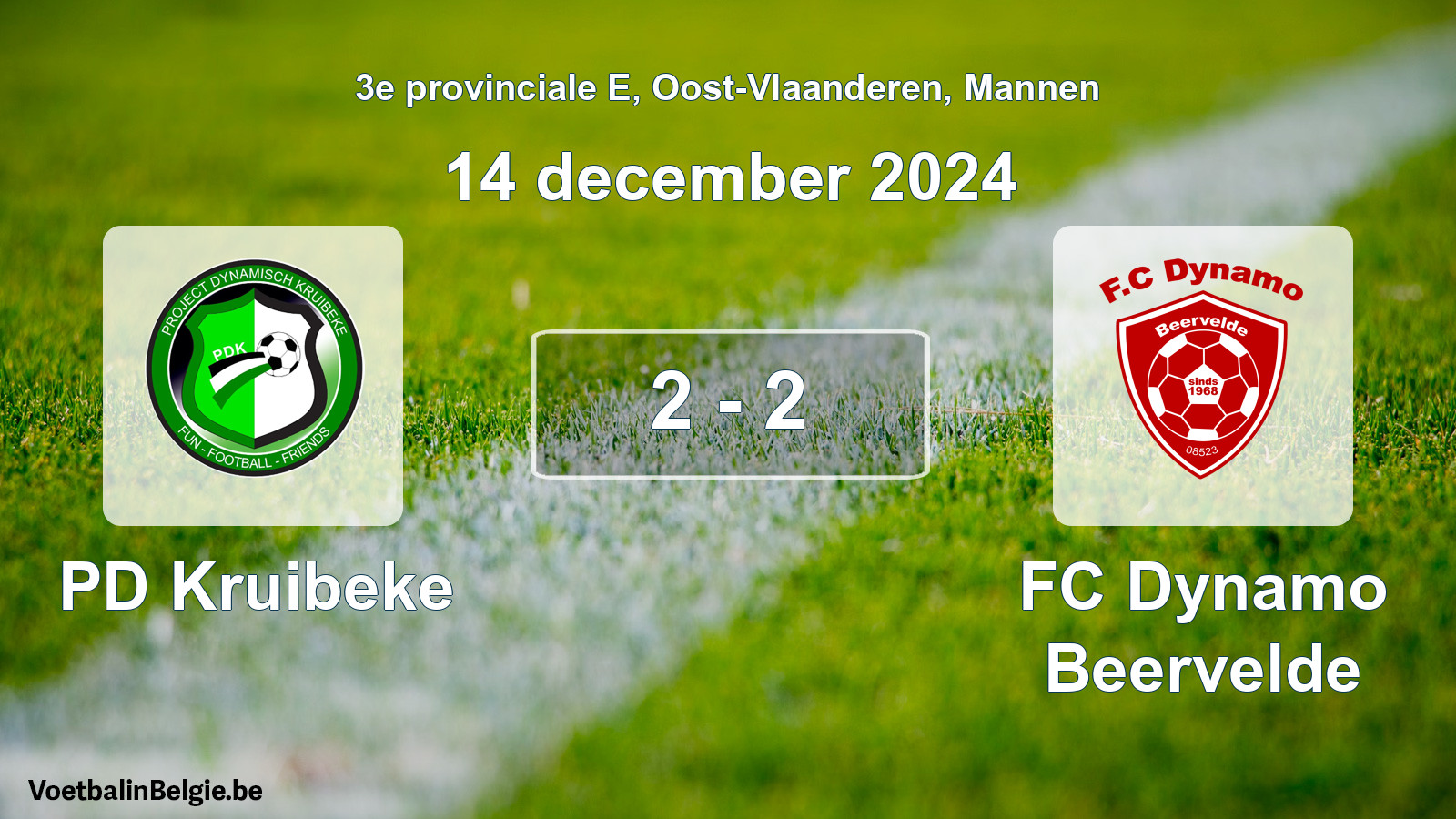 Gespeelde wedstrijd mannenvoetbal: PD Kruibeke - FC Dynamo Beervelde 2 - 2 (14 december 2024)