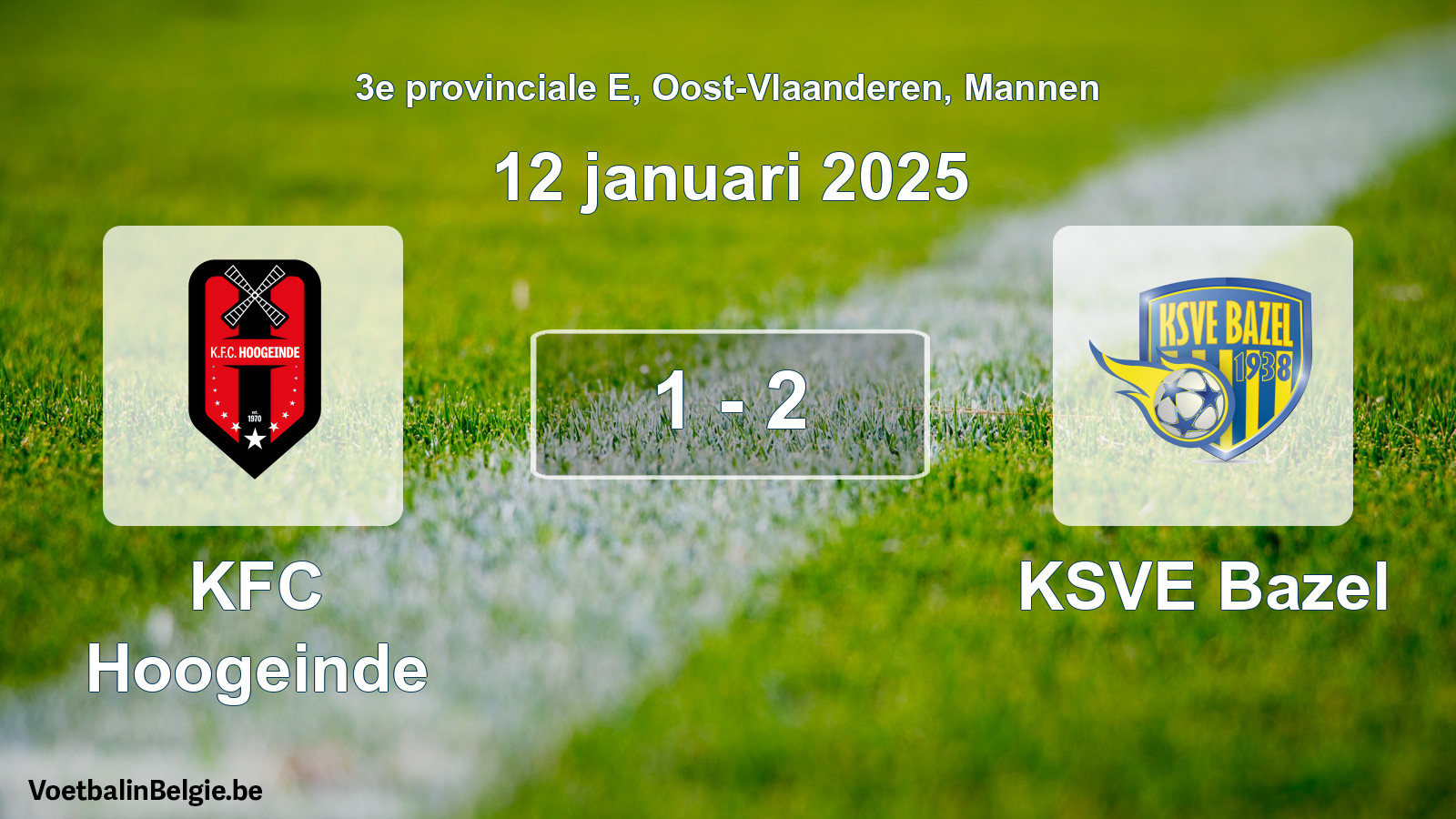 Gespeelde wedstrijd mannenvoetbal: KFC Hoogeinde - KSVE Bazel 1 - 2 (12 januari 2025)