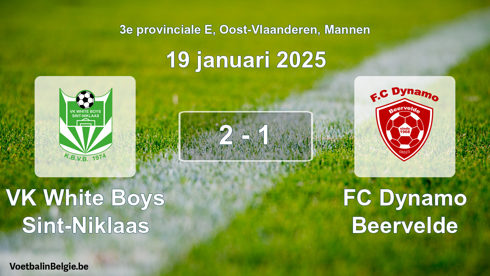 Gespeelde wedstrijd mannenvoetbal: VK White Boys Sint-Niklaas - FC Dynamo Beervelde 2 - 1 (19 januari 2025)
