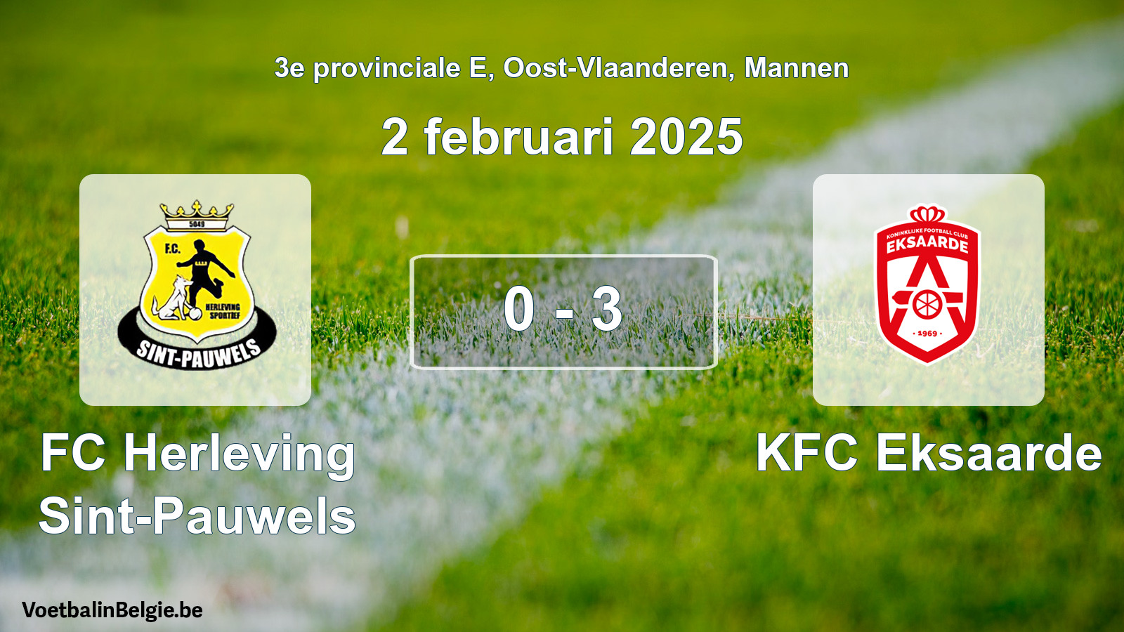 Gespeelde wedstrijd mannenvoetbal: FC Herleving Sint-Pauwels - KFC Eksaarde 0 - 3 (2 februari 2025)