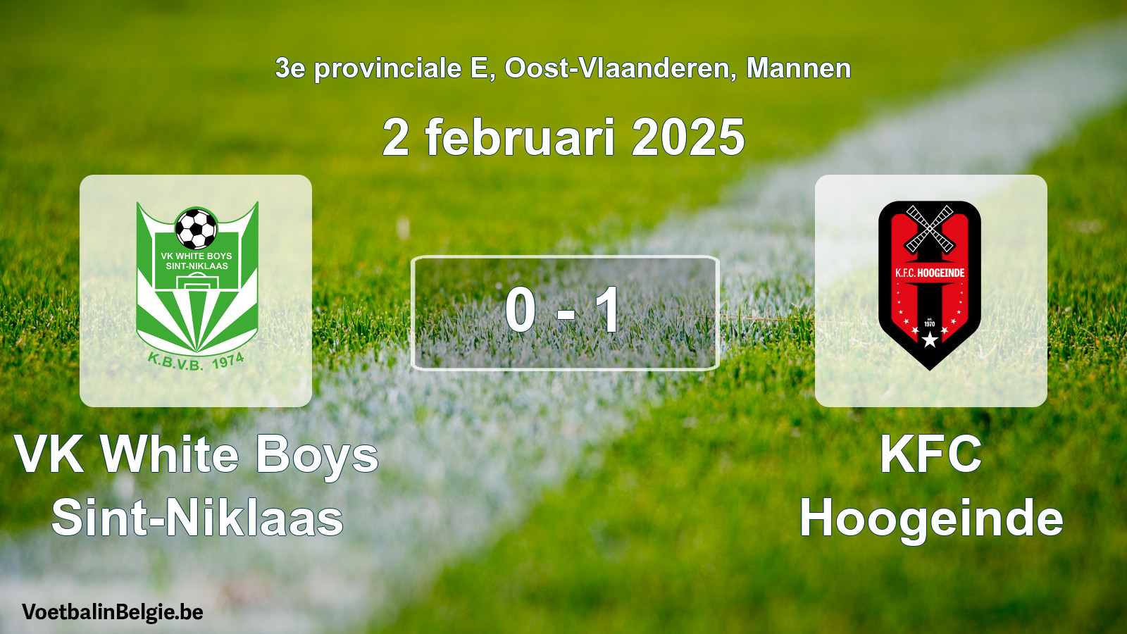 Gespeelde wedstrijd mannenvoetbal: VK White Boys Sint-Niklaas - KFC Hoogeinde 0 - 1 (2 februari 2025)