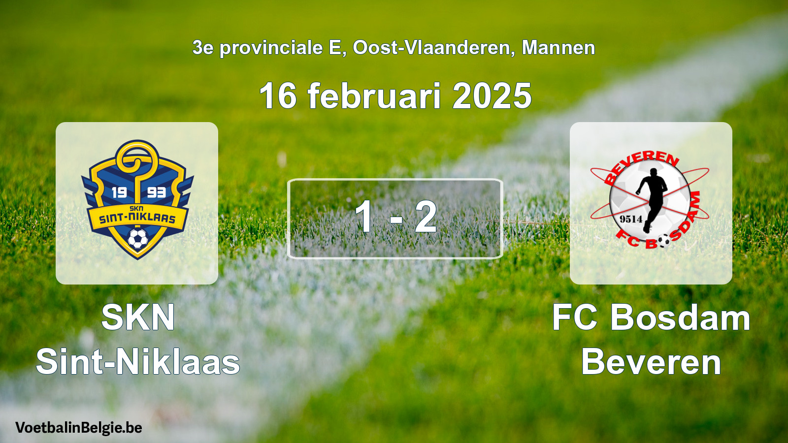 Gespeelde wedstrijd mannenvoetbal: SKN Sint-Niklaas - FC Bosdam Beveren 1 - 2 (16 februari 2025)